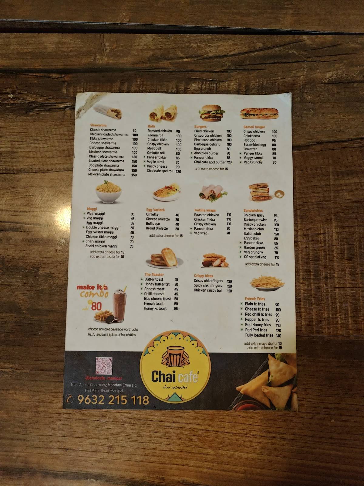 Chai Café menu