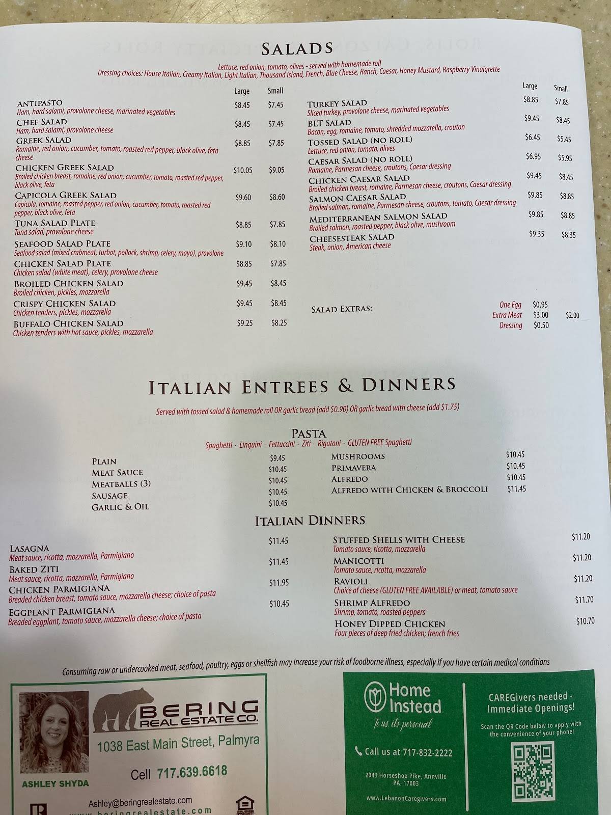 Menu at Mannino's Pizzeria & Restaurant Lebanon, PA, Lebanon