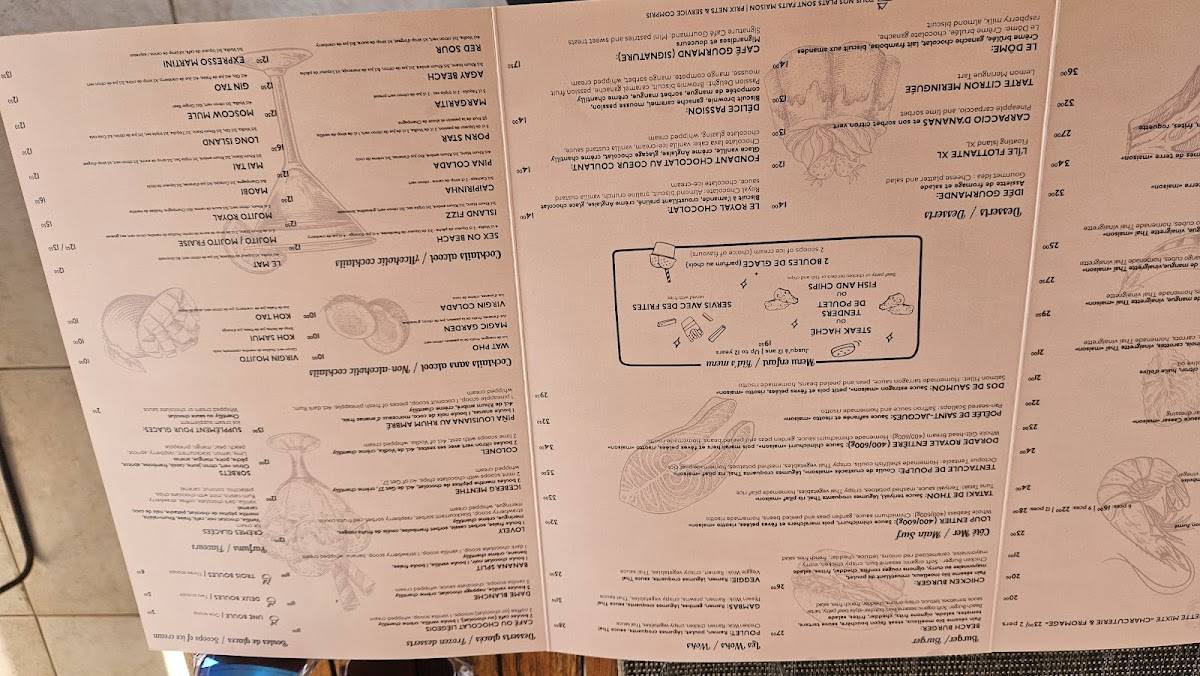 Menu de Maobi Beach