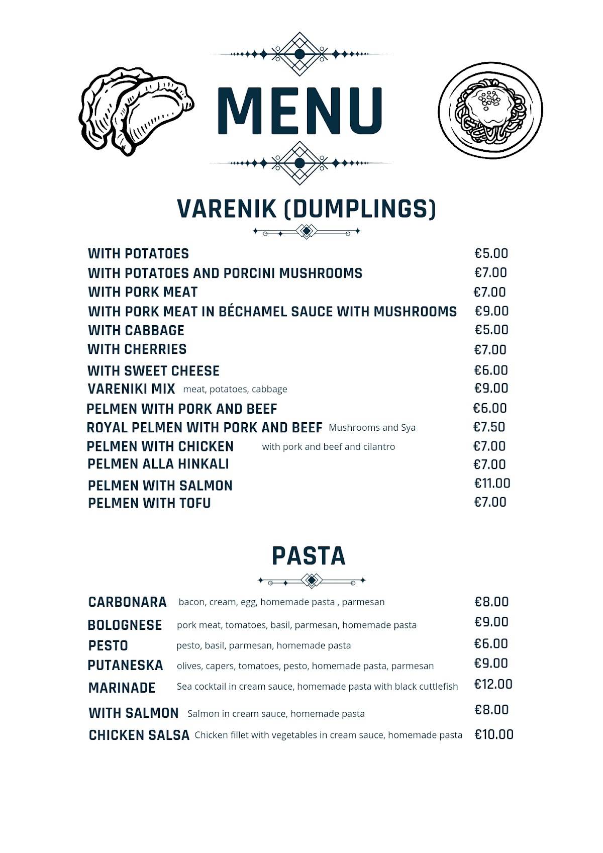 Menu di Marinade (Ukrainian cuisine) 