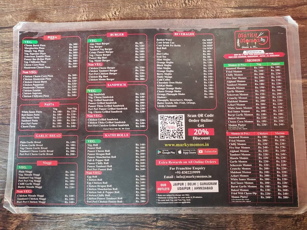 Marky Momos Ridhi Sidhi menu