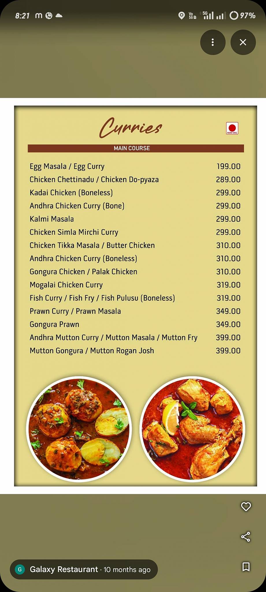 Masaledaar Desi Rasoi - Vizag menu