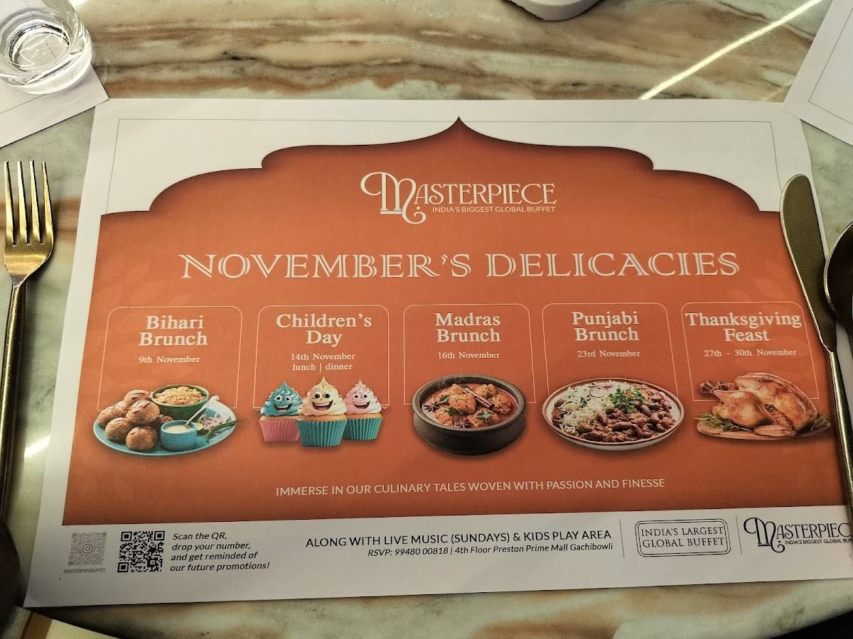 Masterpiece Buffet menu