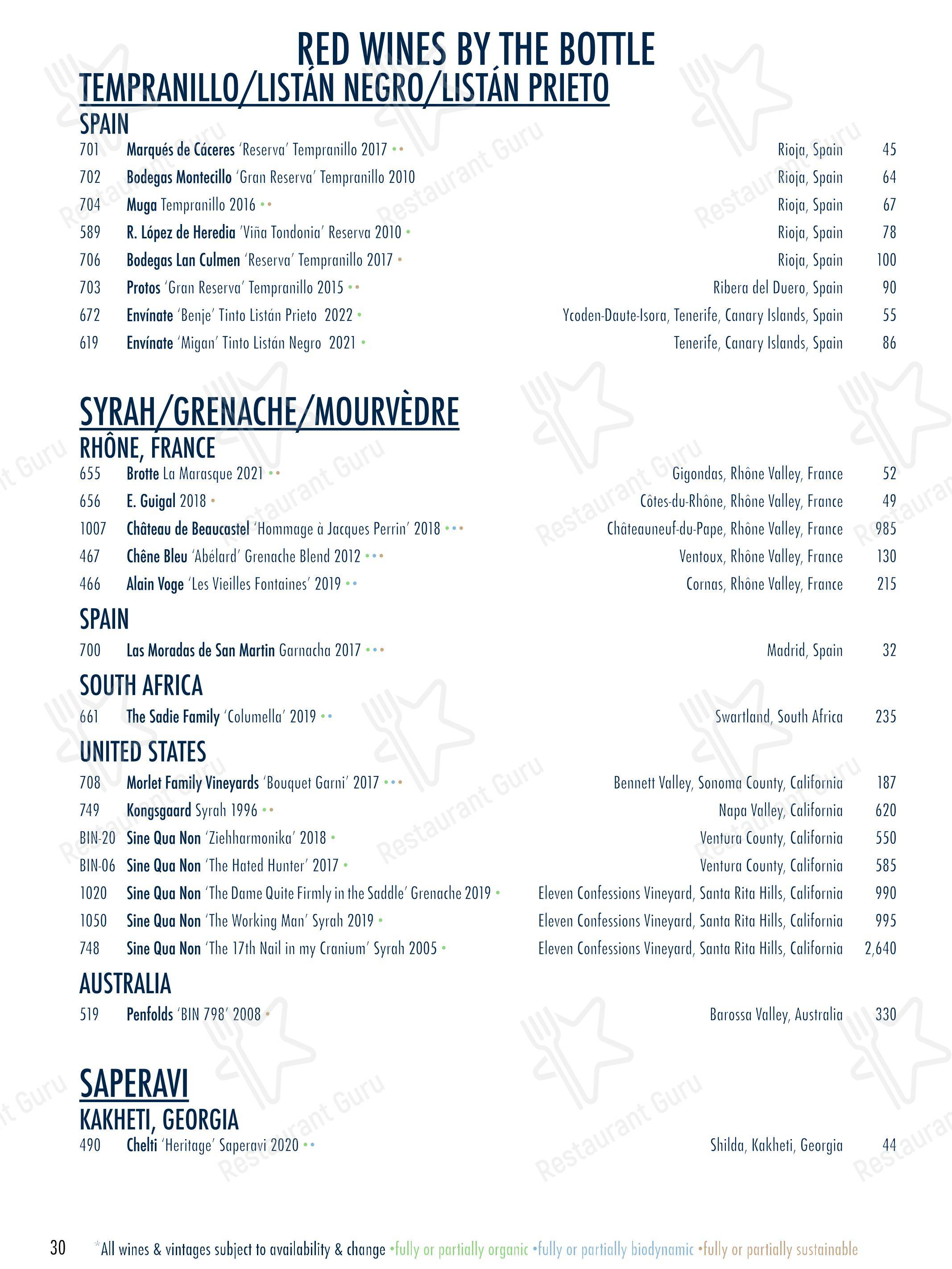 Menu at Matunuck Oyster Bar, South Kingstown, 629 Succotash Rd