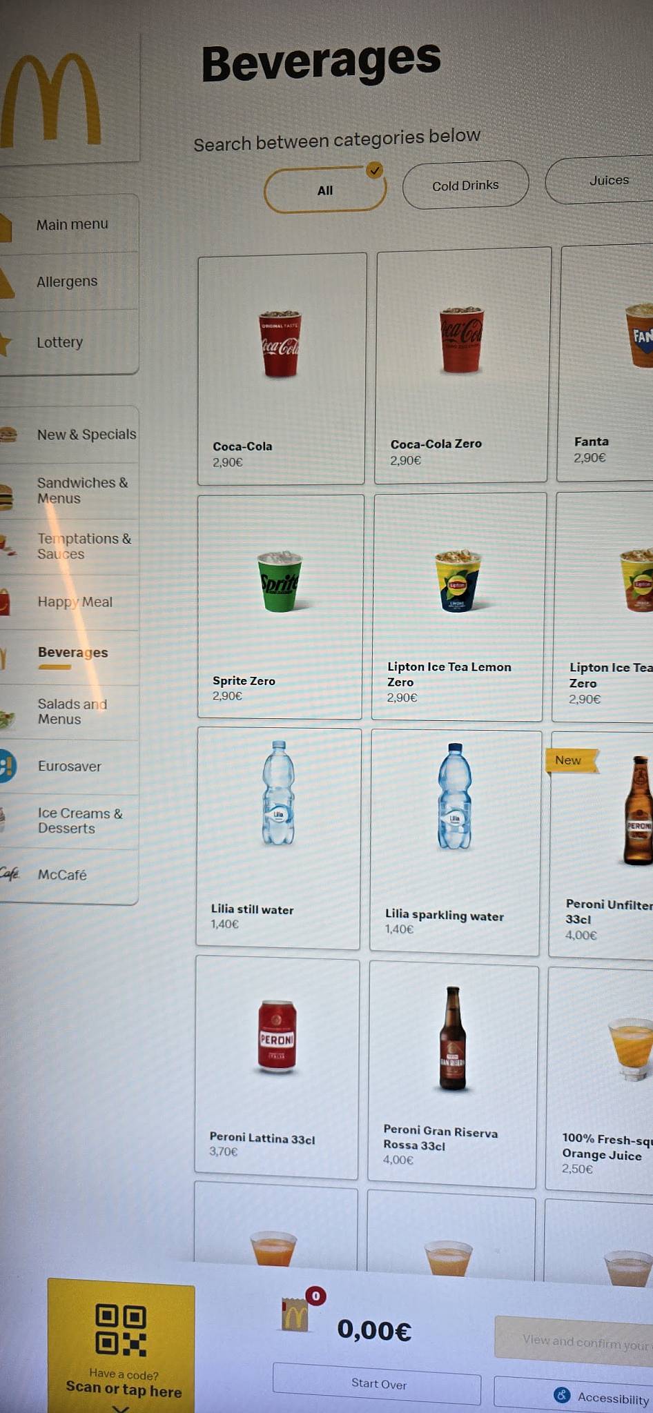 Menu de McDonald's