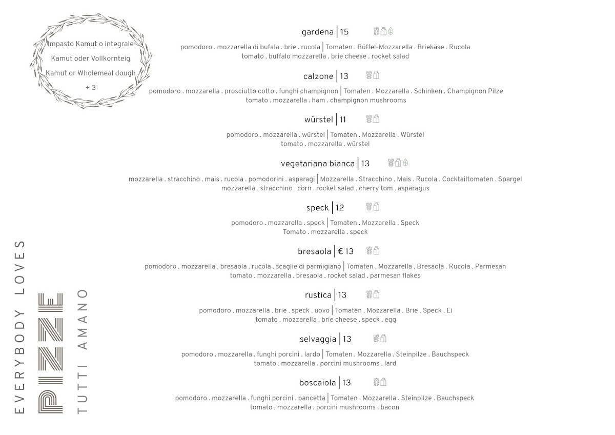 Menu di Ristorante Pizzeria L´ Medel 