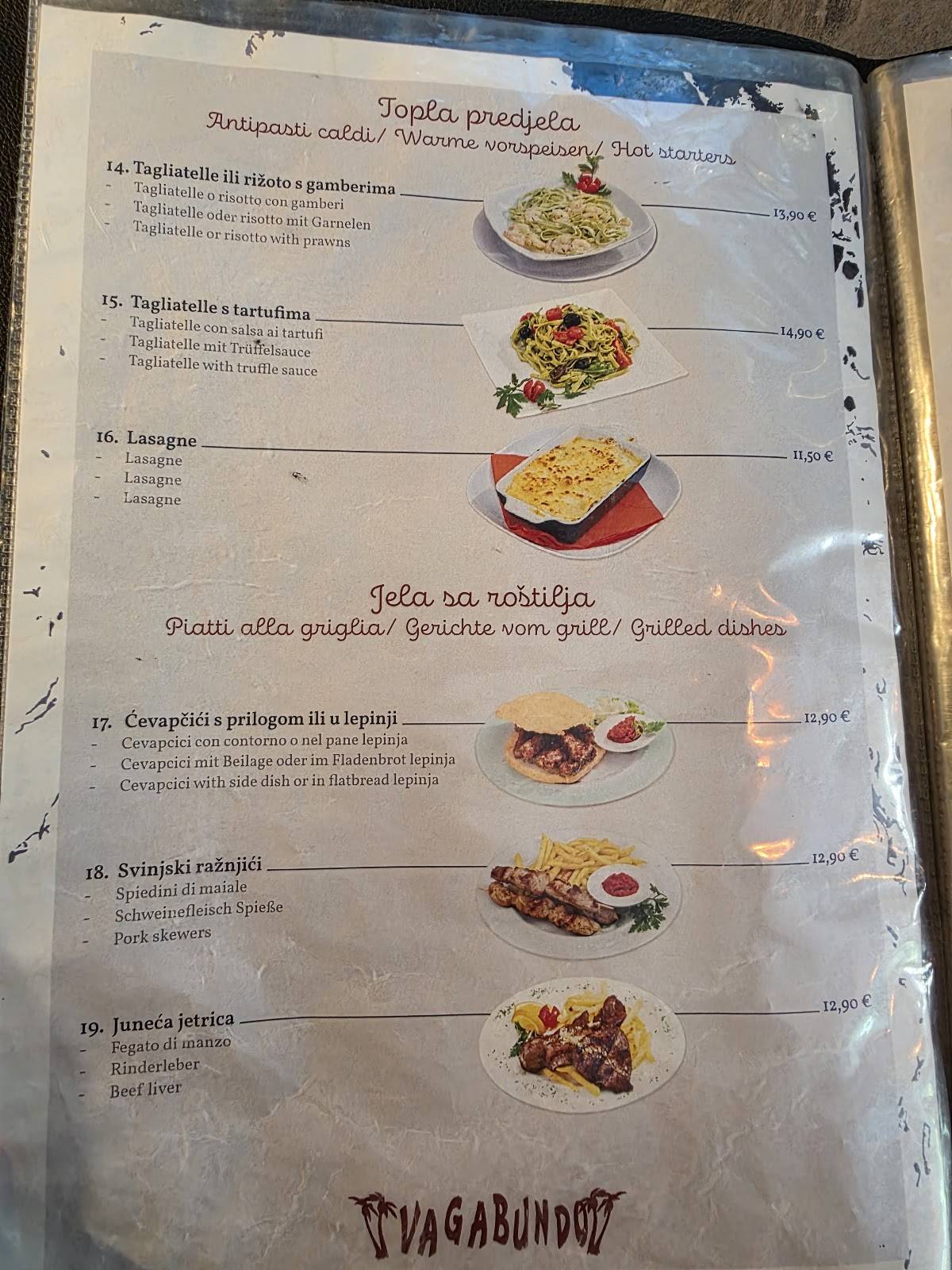 Menu di Vagabundo Medulin 