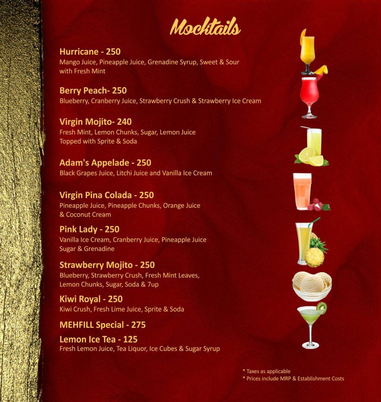 Mehfill- Resto Bar menu