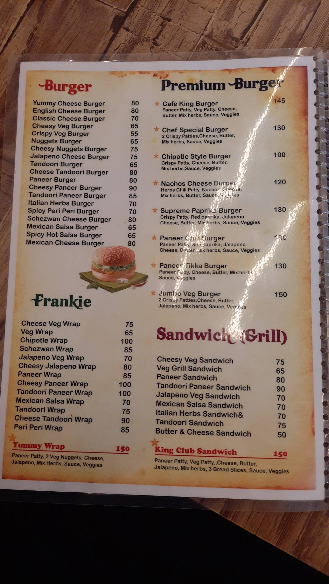 Burger Cafe menu