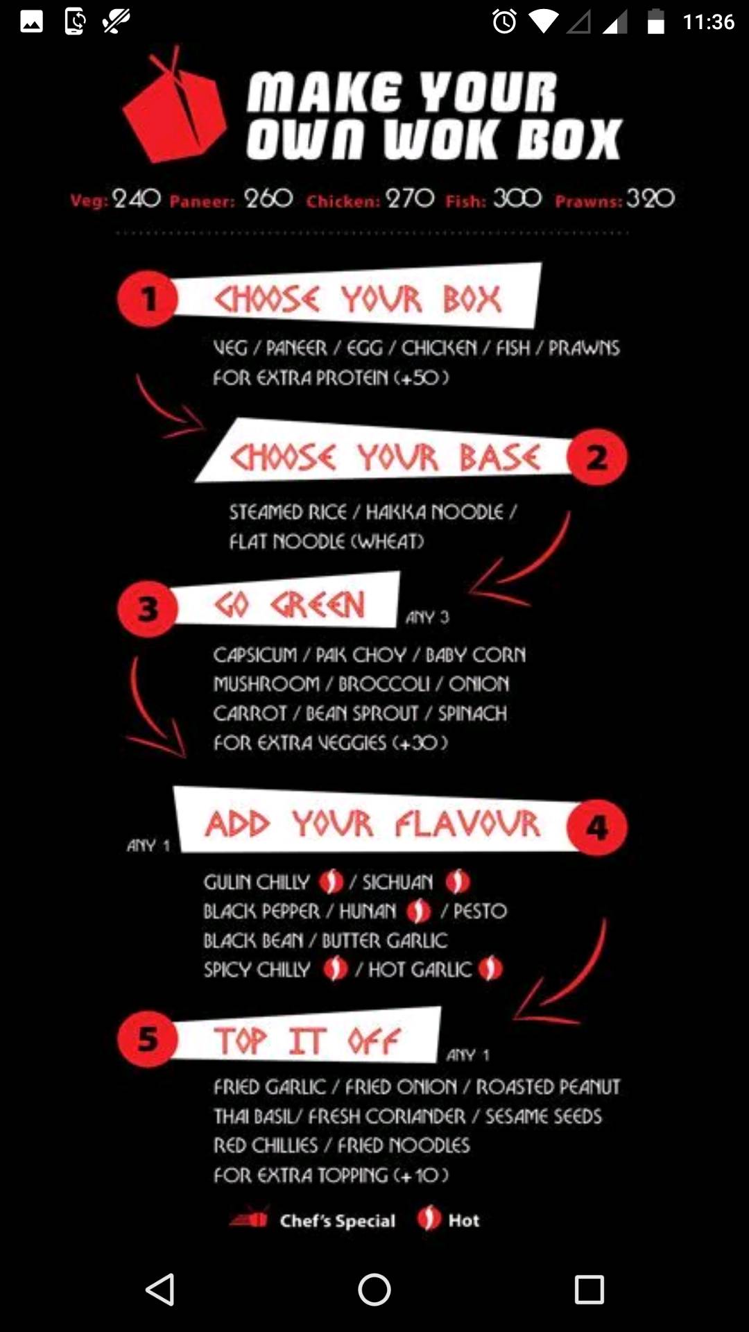 Meraki, Kharghar menu