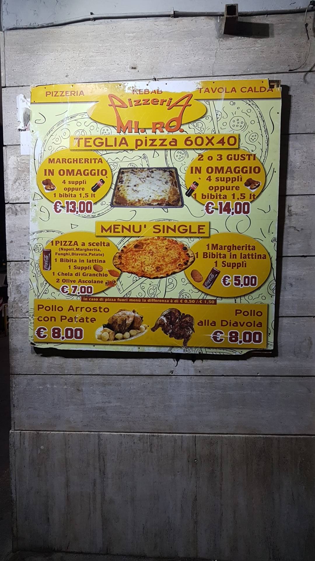Menu di Mi.Ro. Pizzeria 