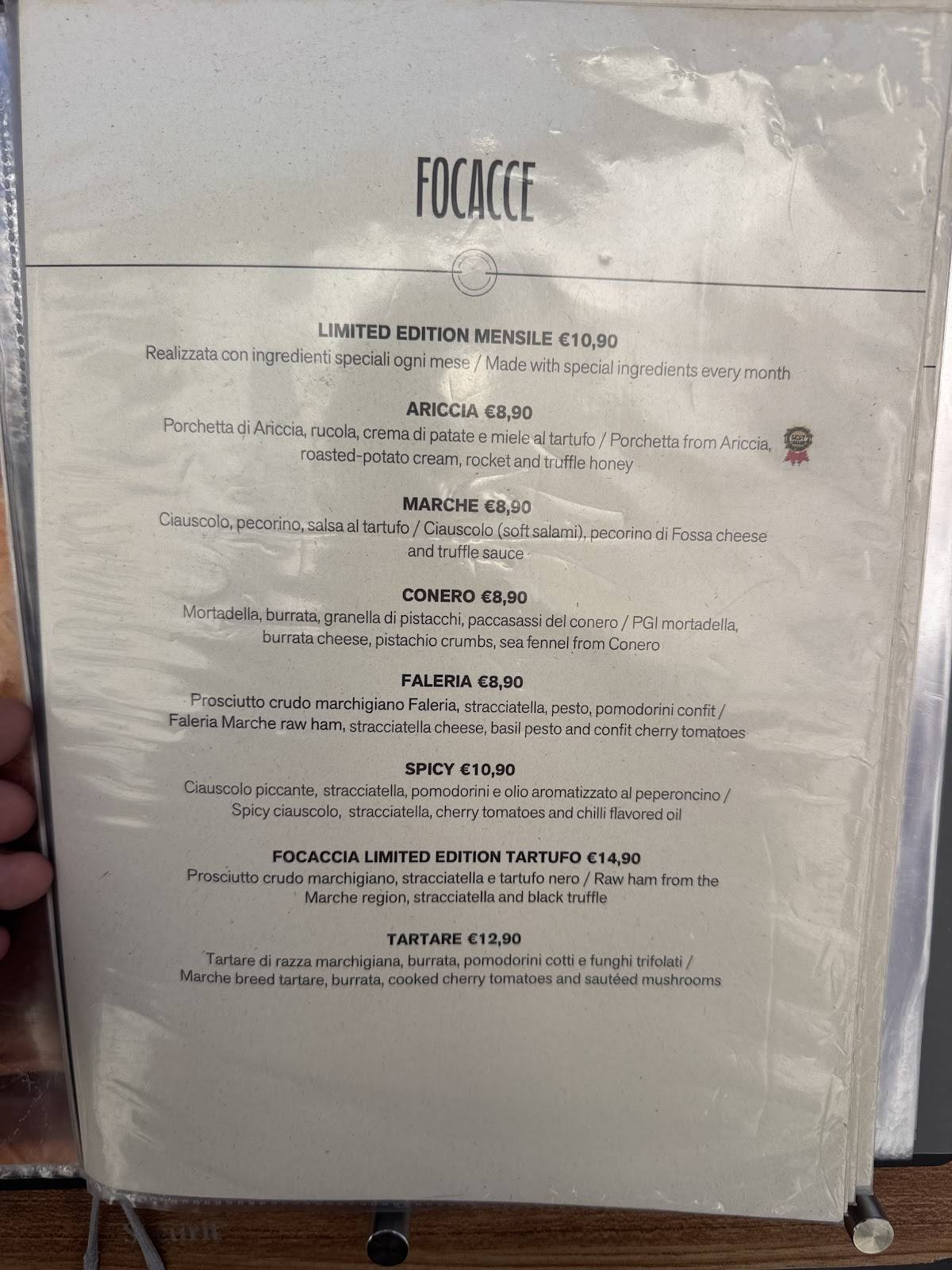 Menu di BLUE M - BOTTEGA MARCHIGIANA 