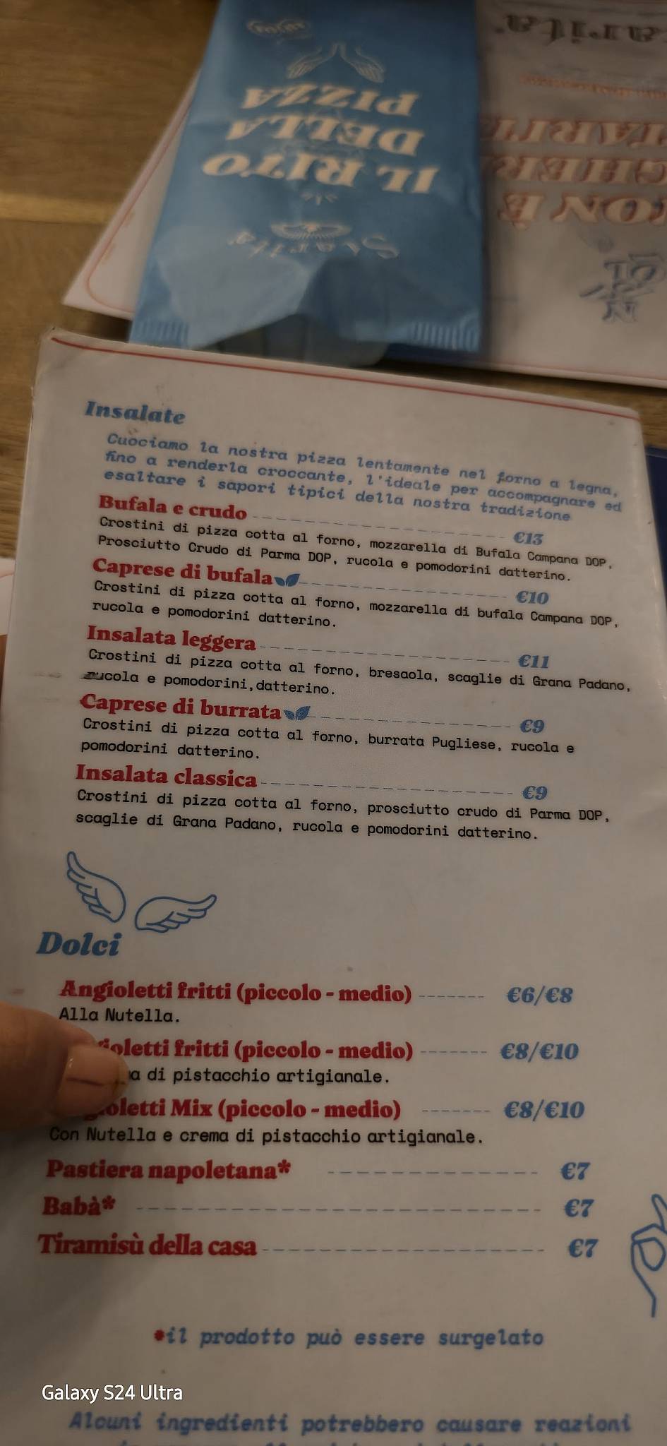 Menu di Pizzeria Starita Milano 