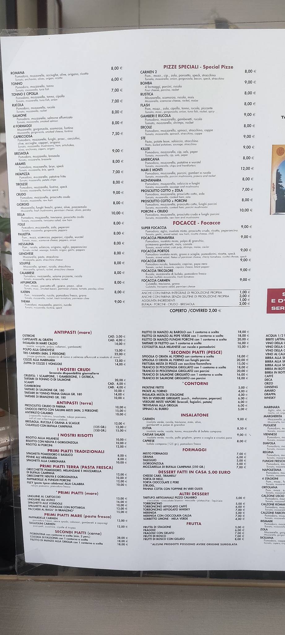 Menu di Ristorante Carmen 2 