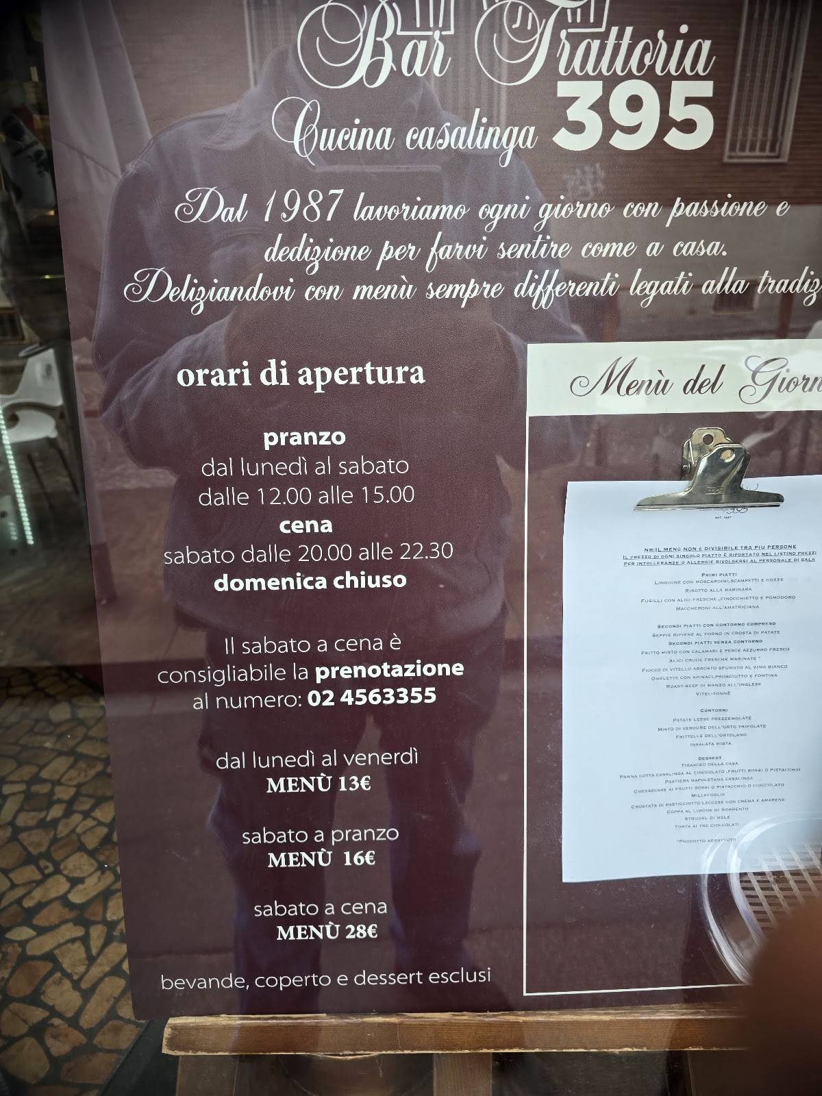 Menu di Trattoria Al 395 
