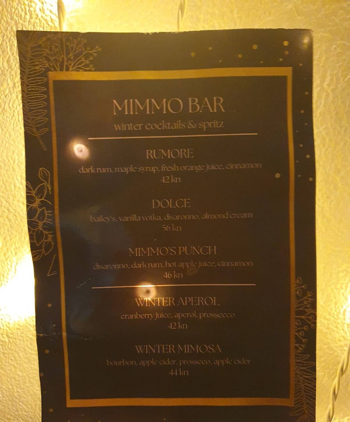 Menu di Mimmo bar 