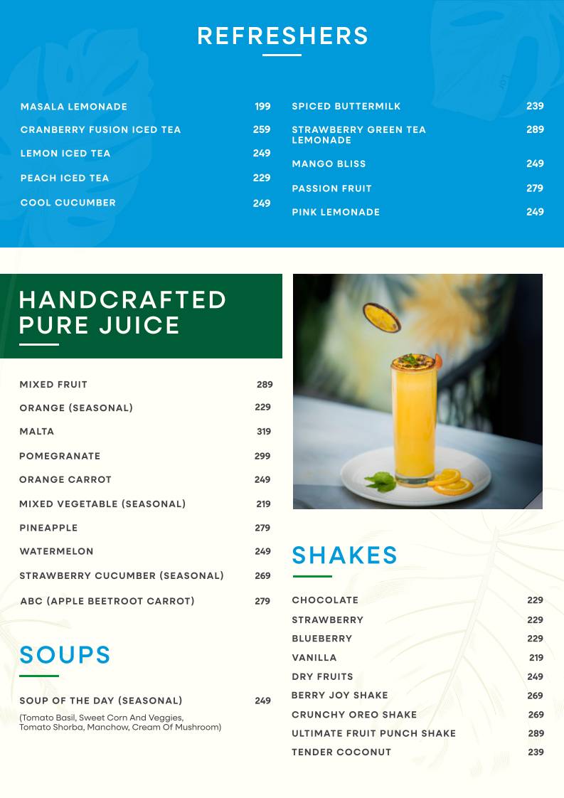 Minerals The Garden Cafe menu
