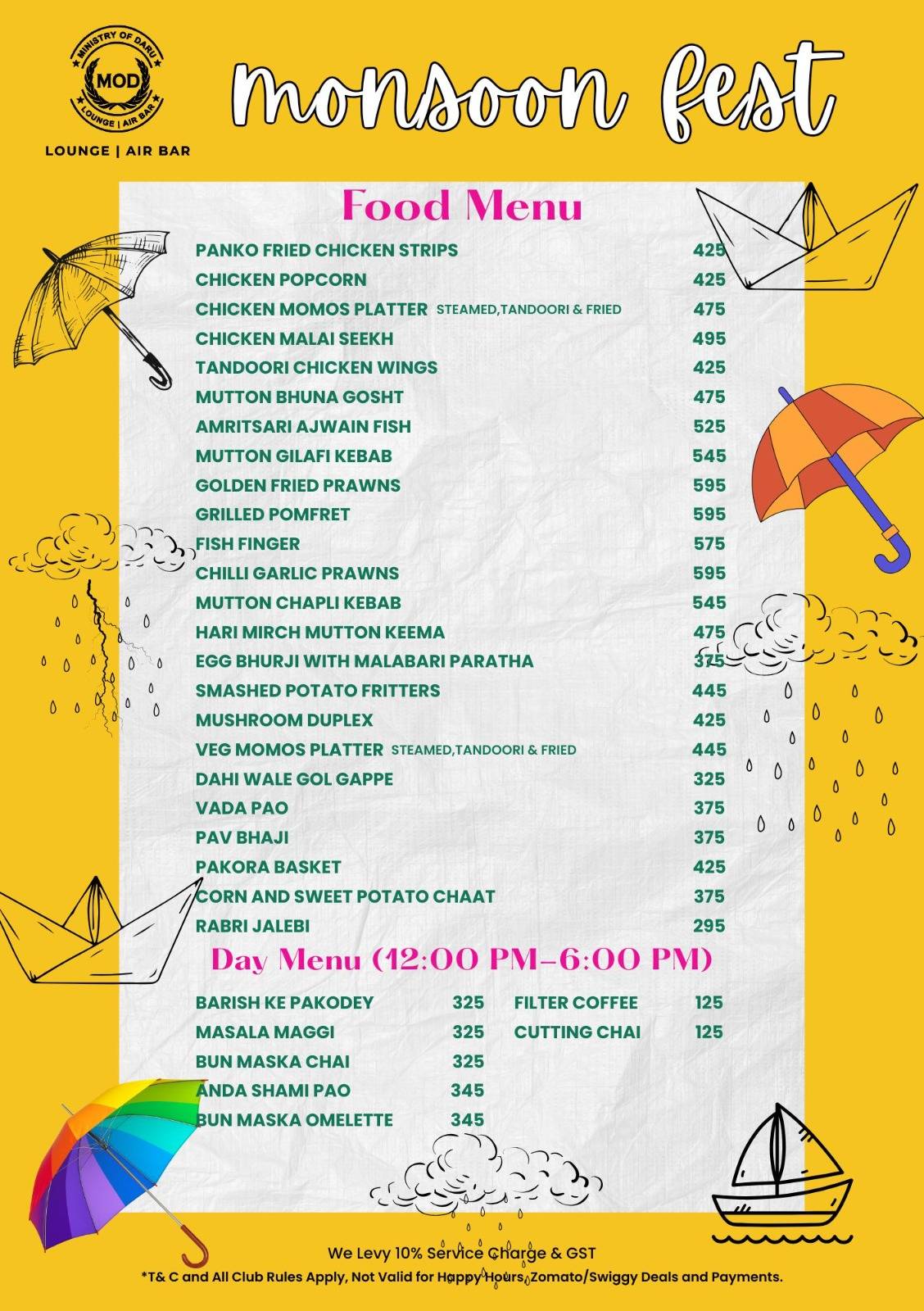 Ministry of Daru menu