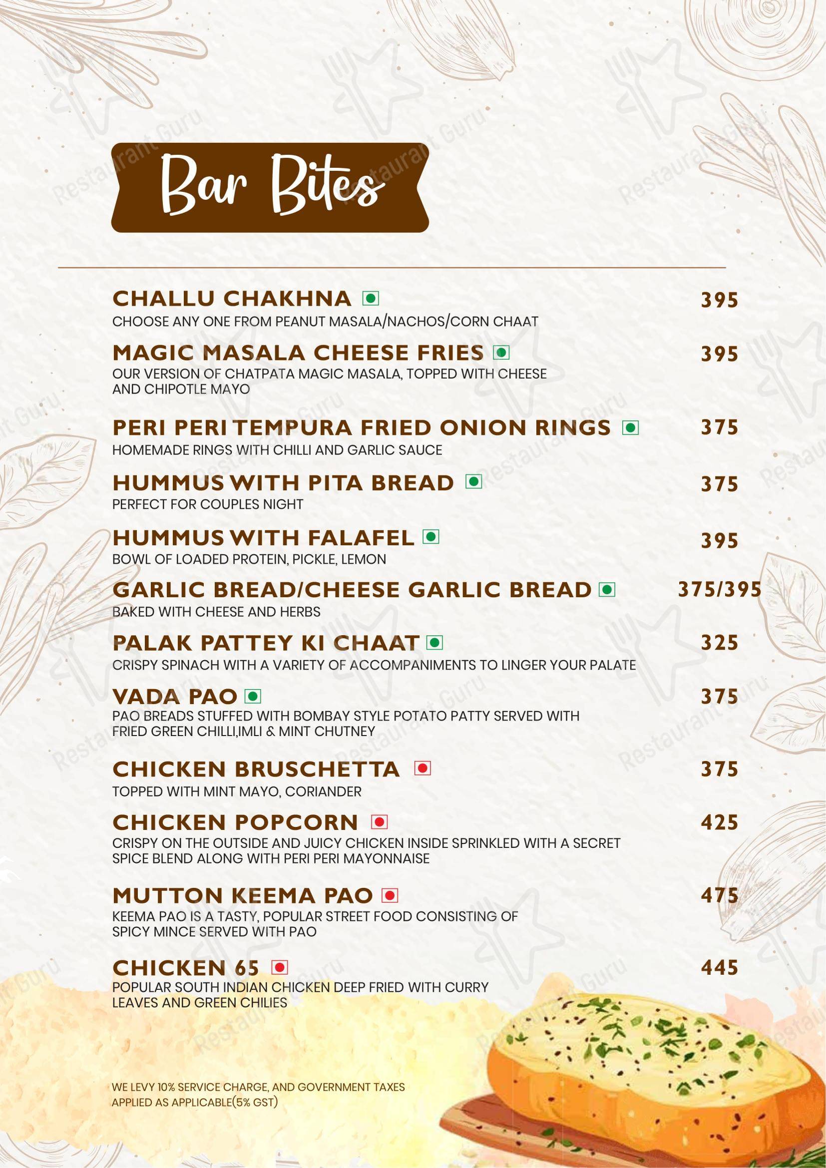 Ministry of Daru - Menu