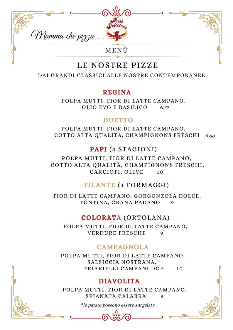 Menu di Miss Delicious Pizzeria 