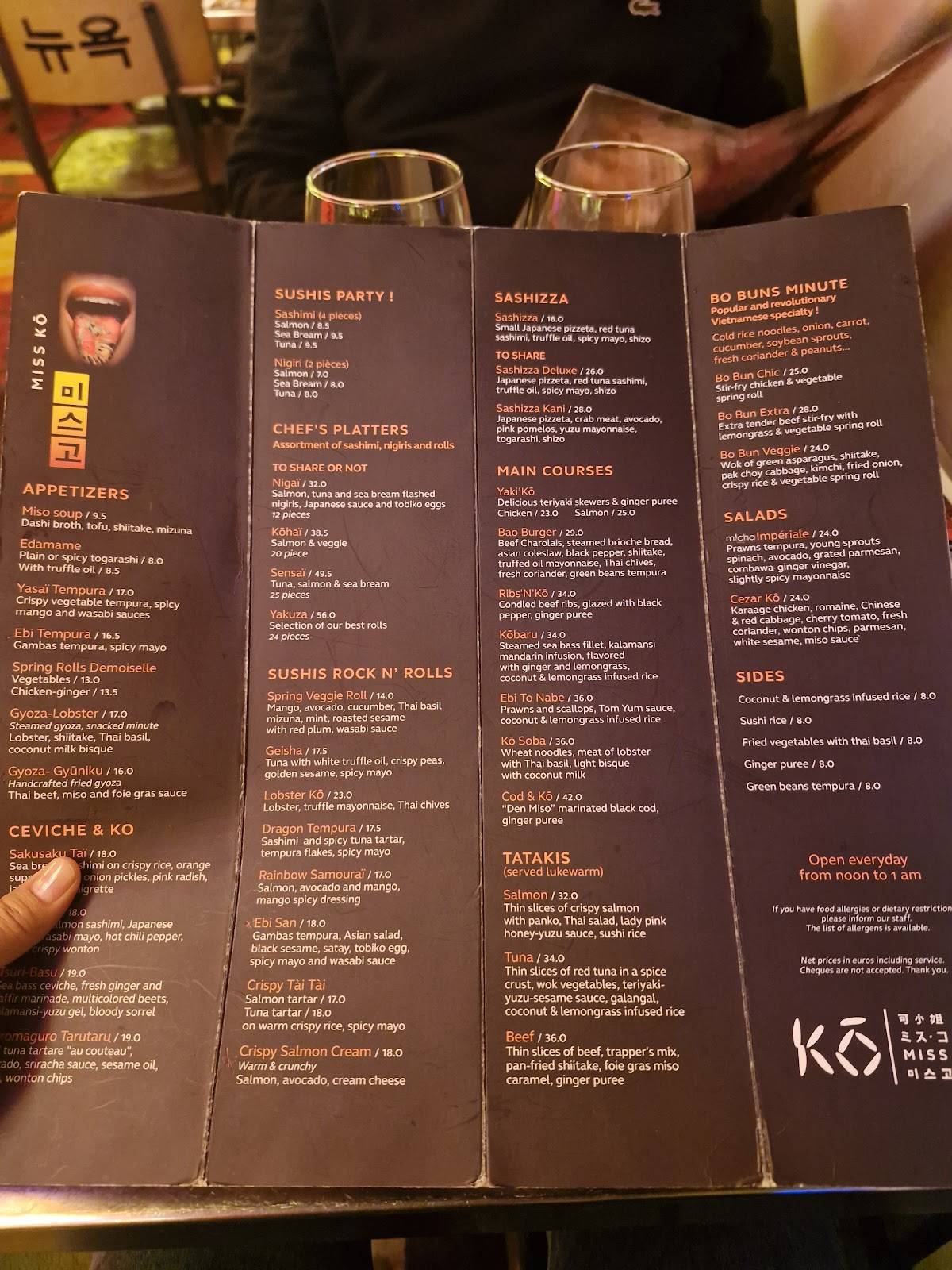 Menu de Miss Ko
