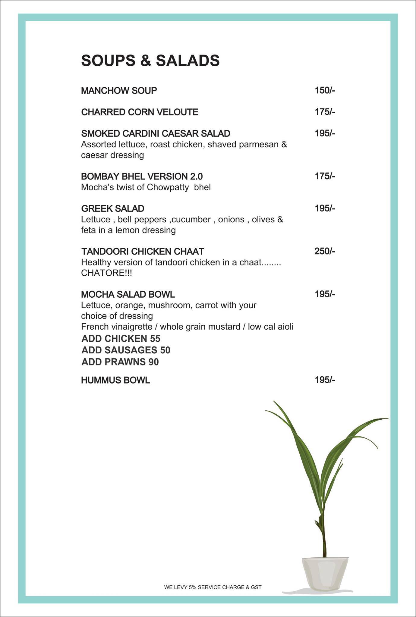 Mocha - Cafe & Bar menu