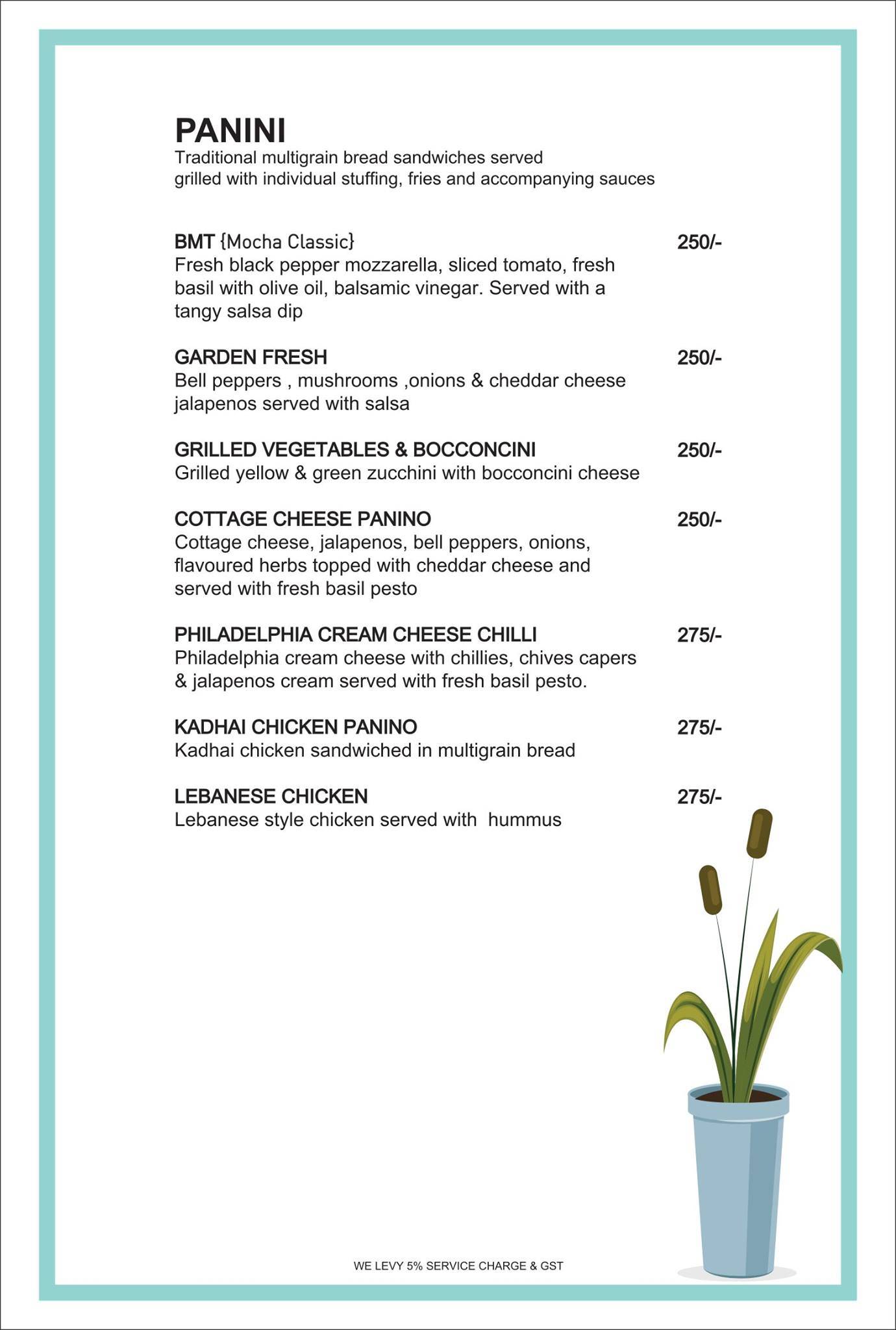 Mocha - Cafe & Bar menu