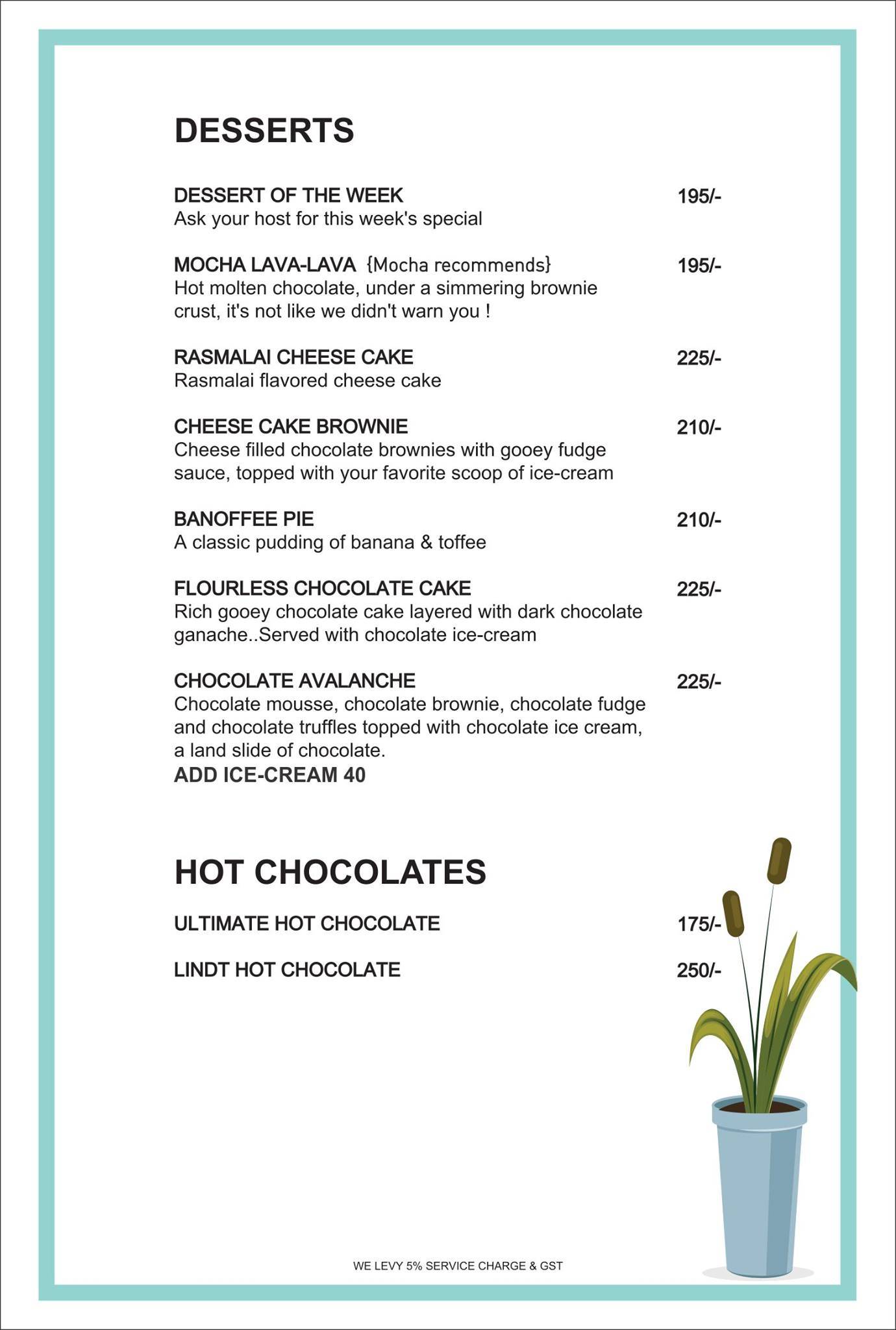 Mocha - Cafe & Bar menu