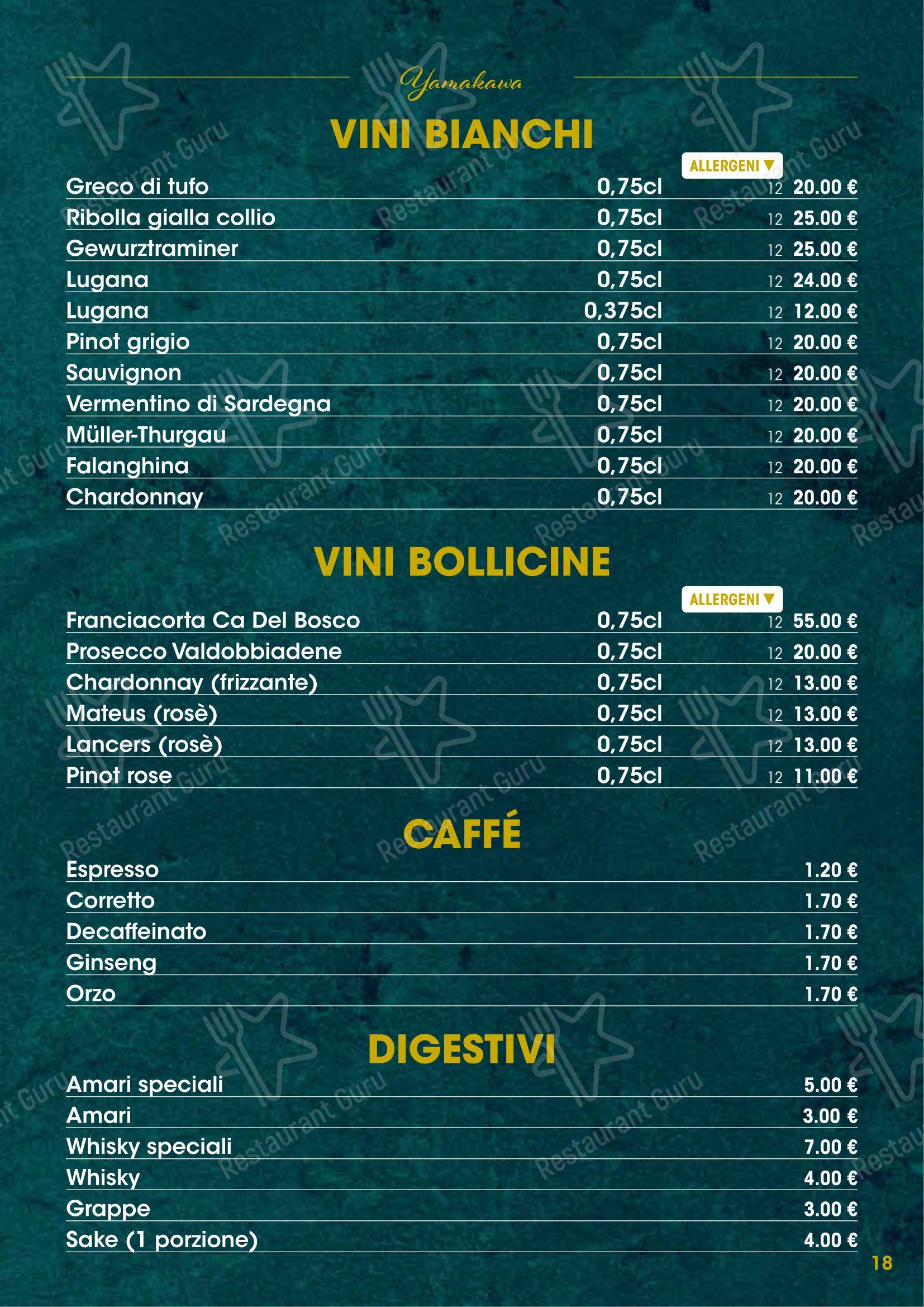 Menu per Modo Fusion Restaurant ristorante