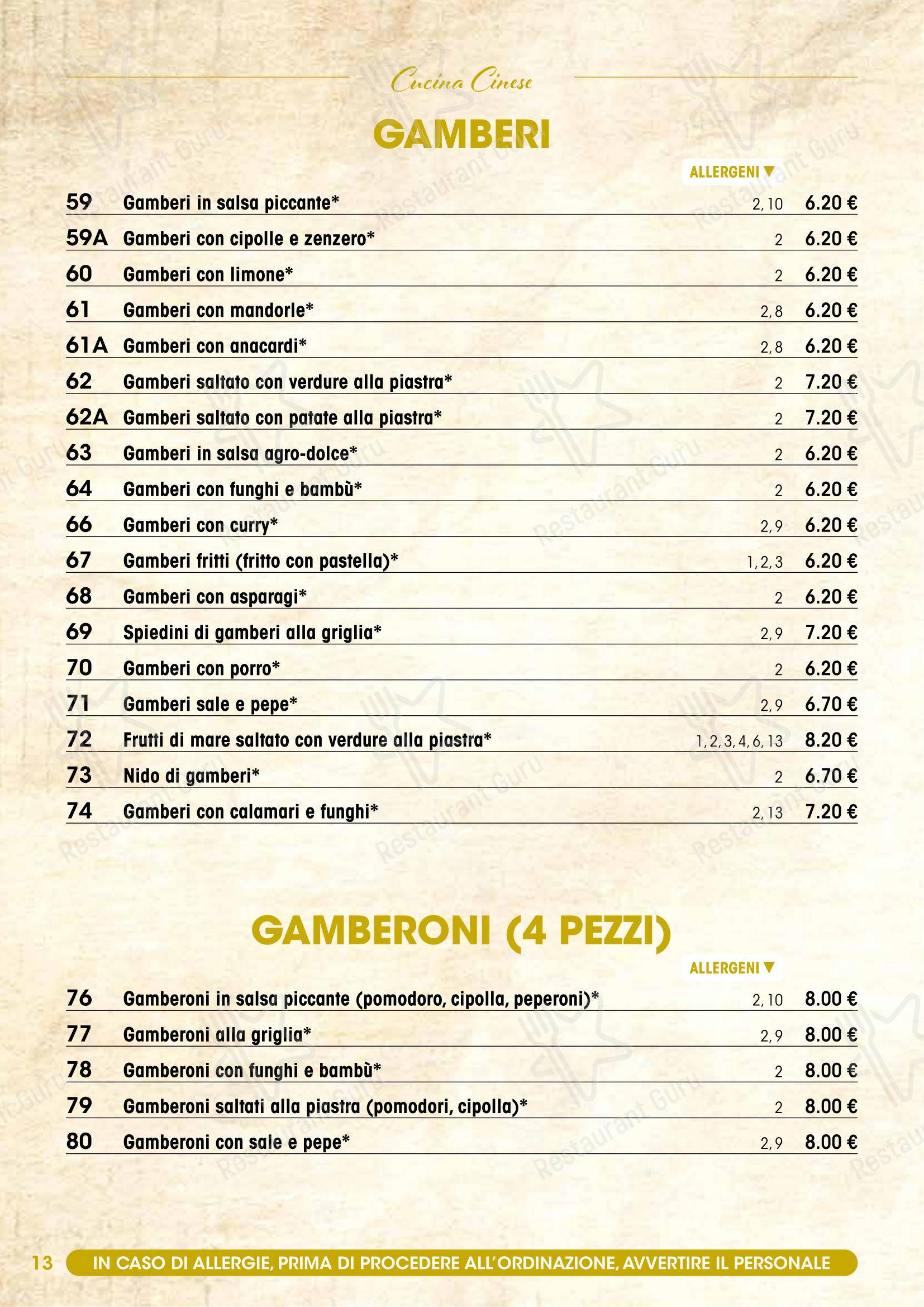 Menu di Modo Fusion Restaurant - Menu