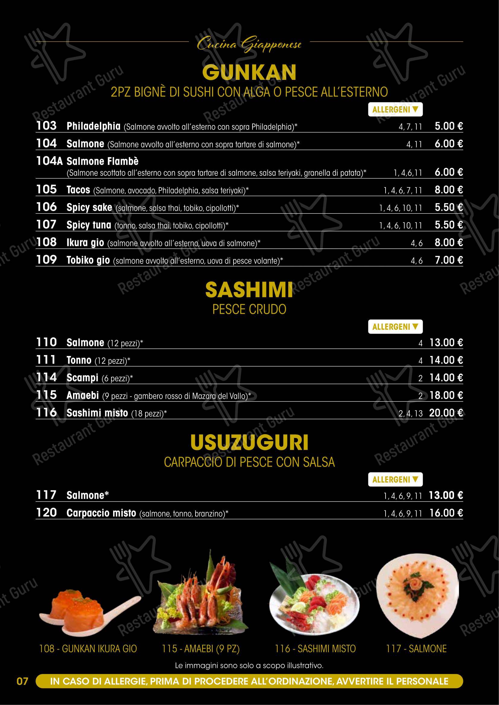 Menu per Modo Fusion Restaurant in Gallarate