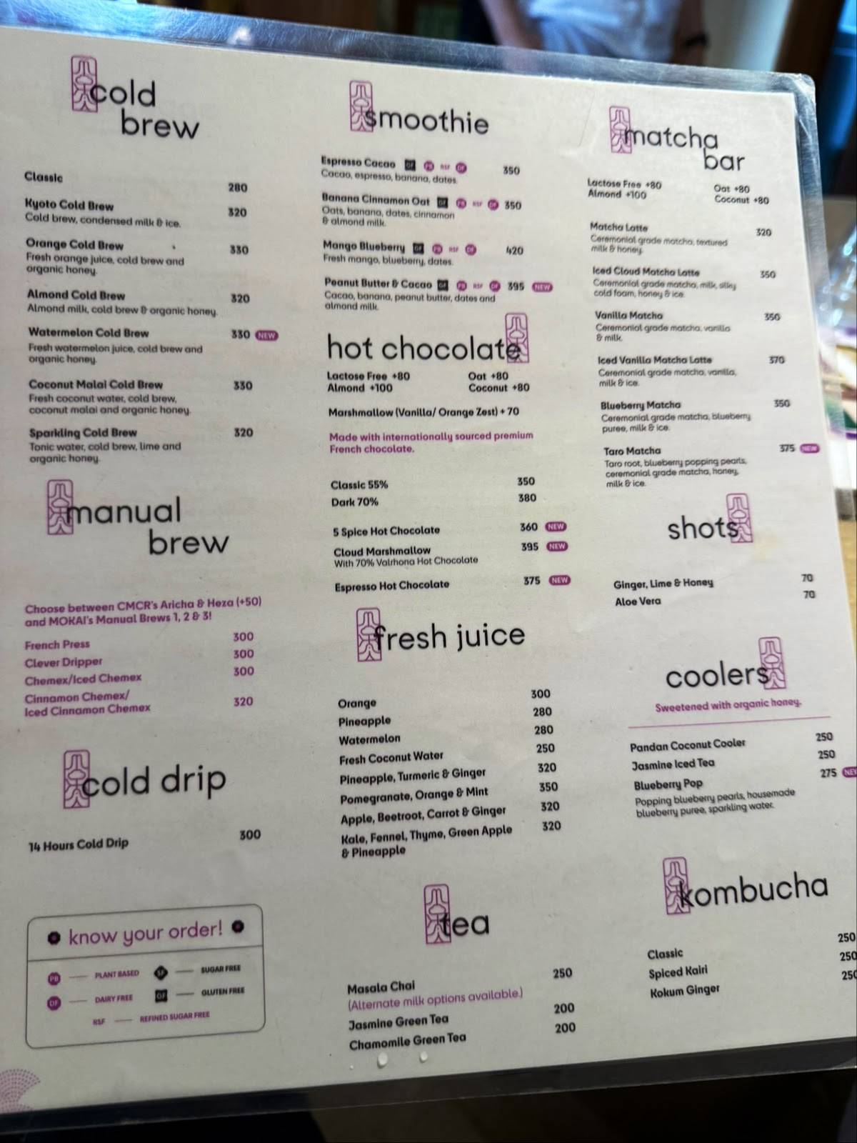 Mokai Cafe menu