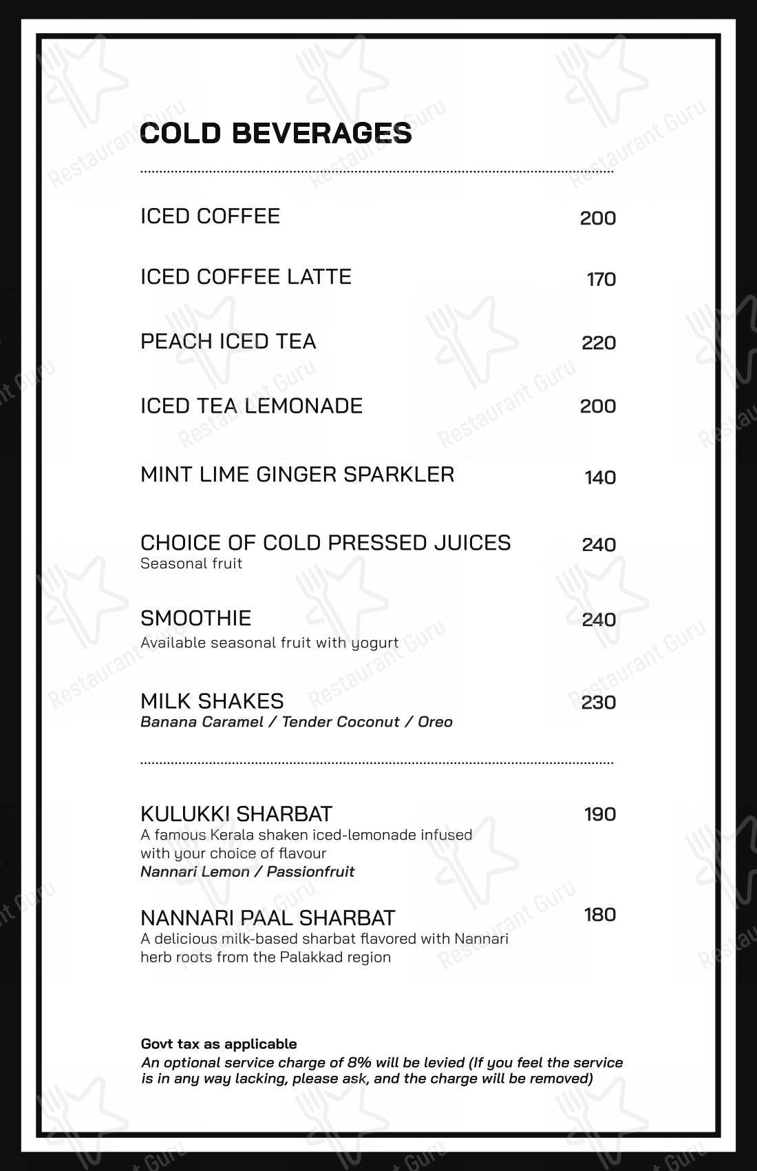 Moplah's in Bengaluru - Основное меню