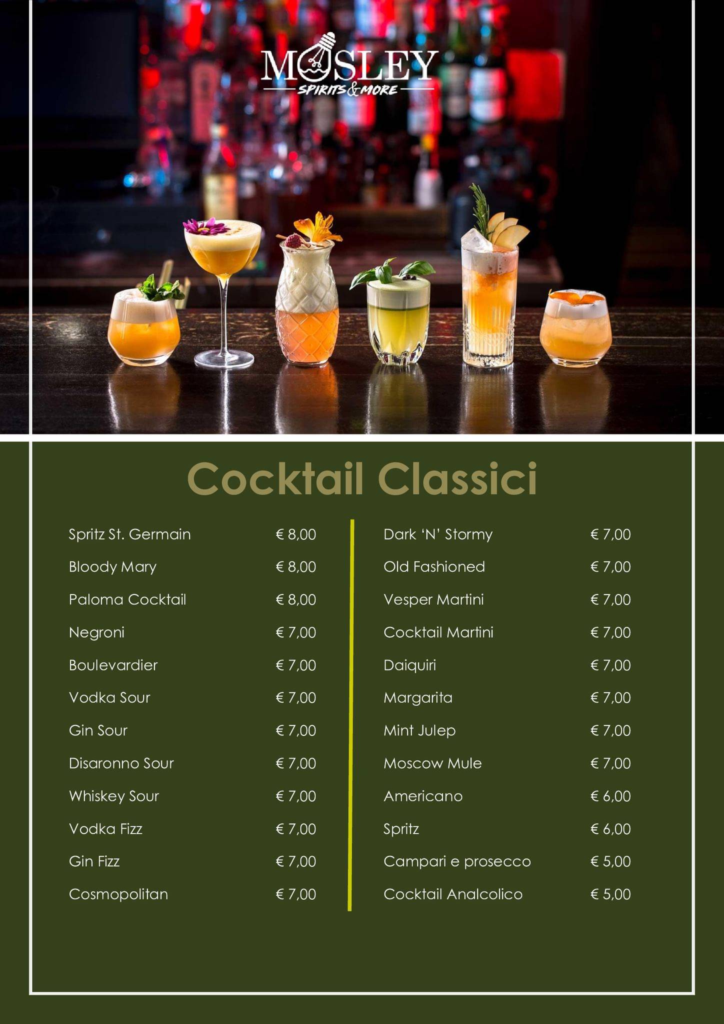 Menu di Mosley Cocktails & Sushi 