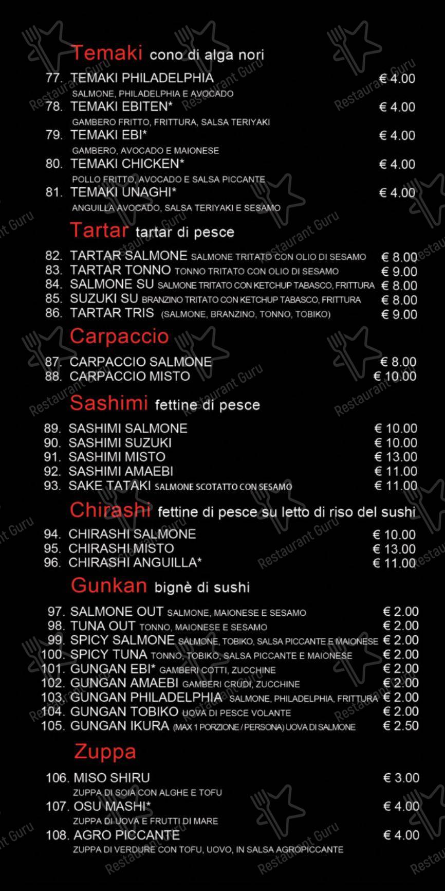 Menu per Motoi Sushi ristorante