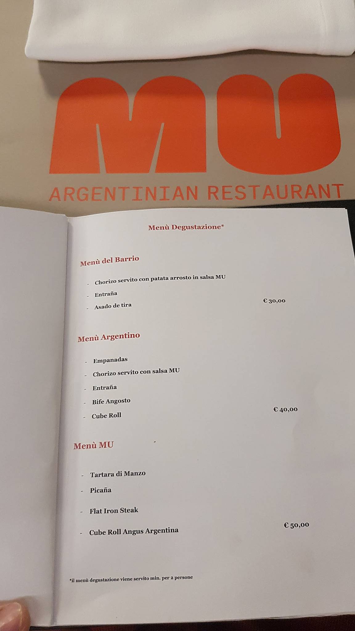 Menu di MU Steakhouse 