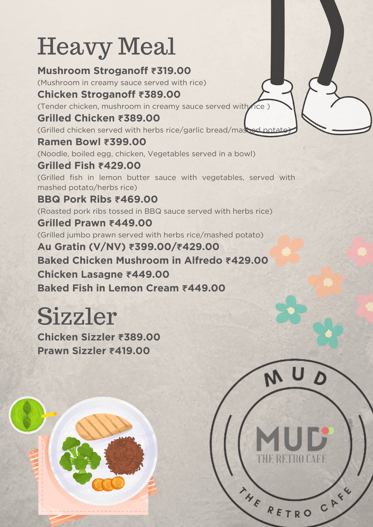 Mud - The Retro Cafe menu