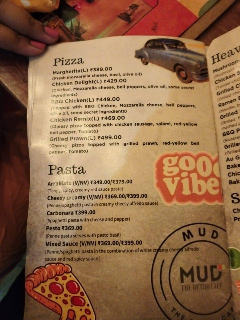 Mud - The Retro Cafe menu