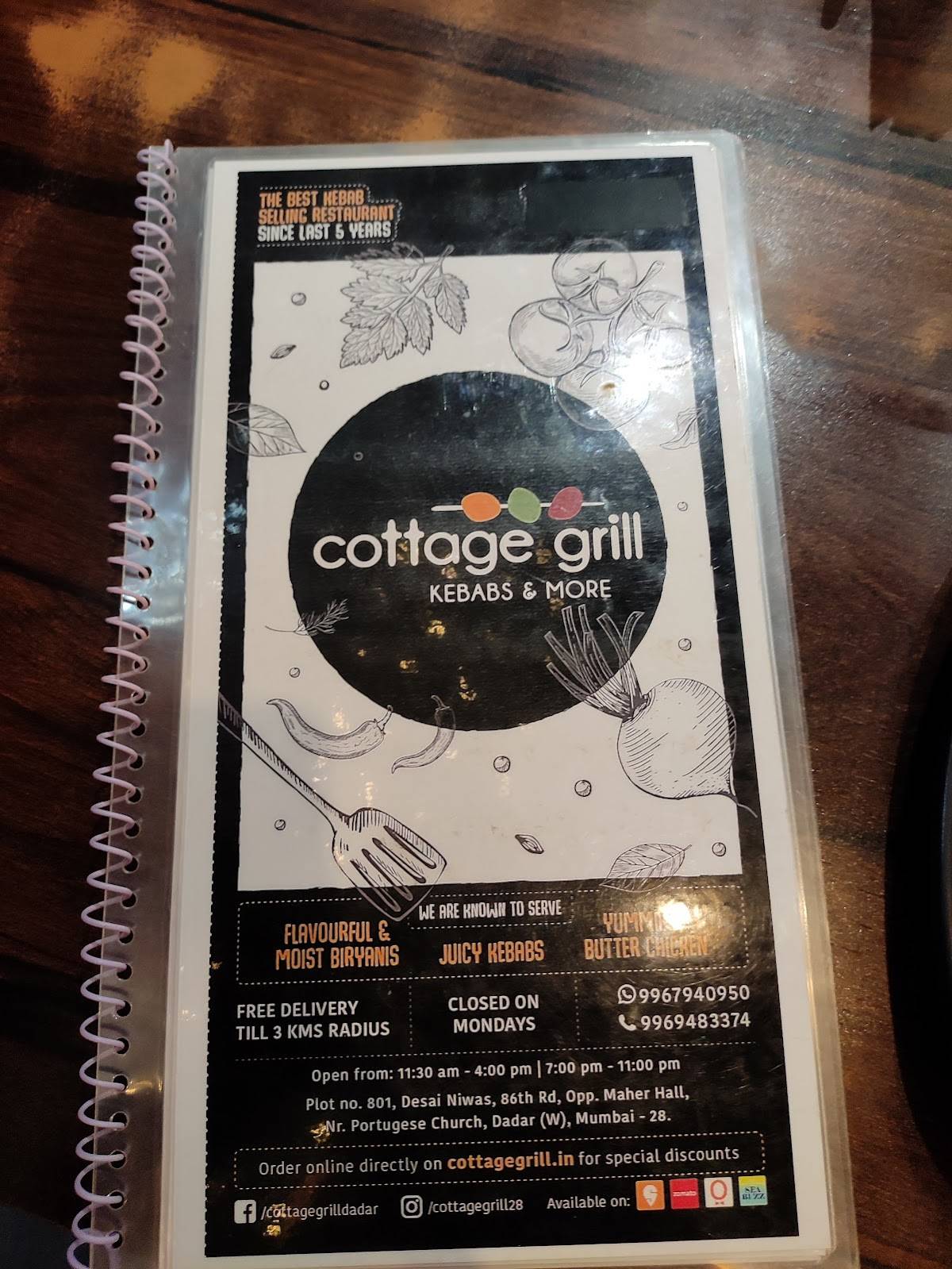 Cottage Grill menu