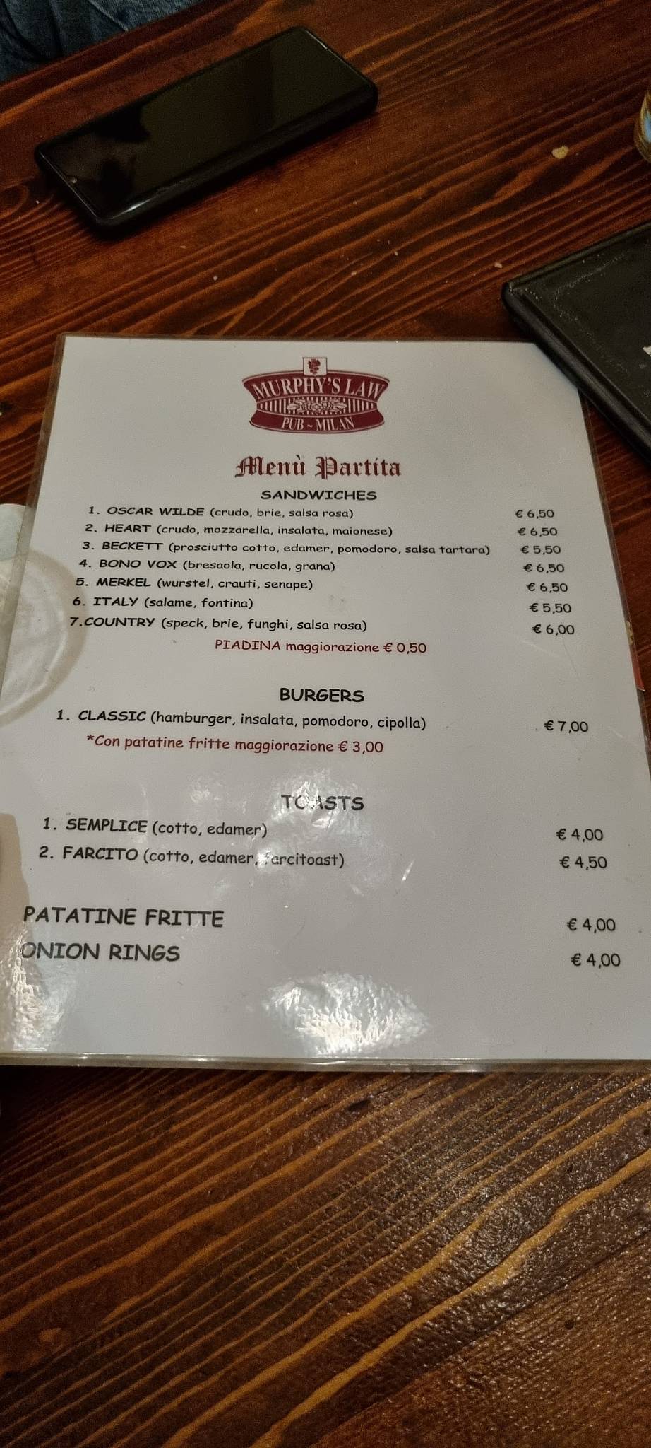 Menu di Murphy's Law 