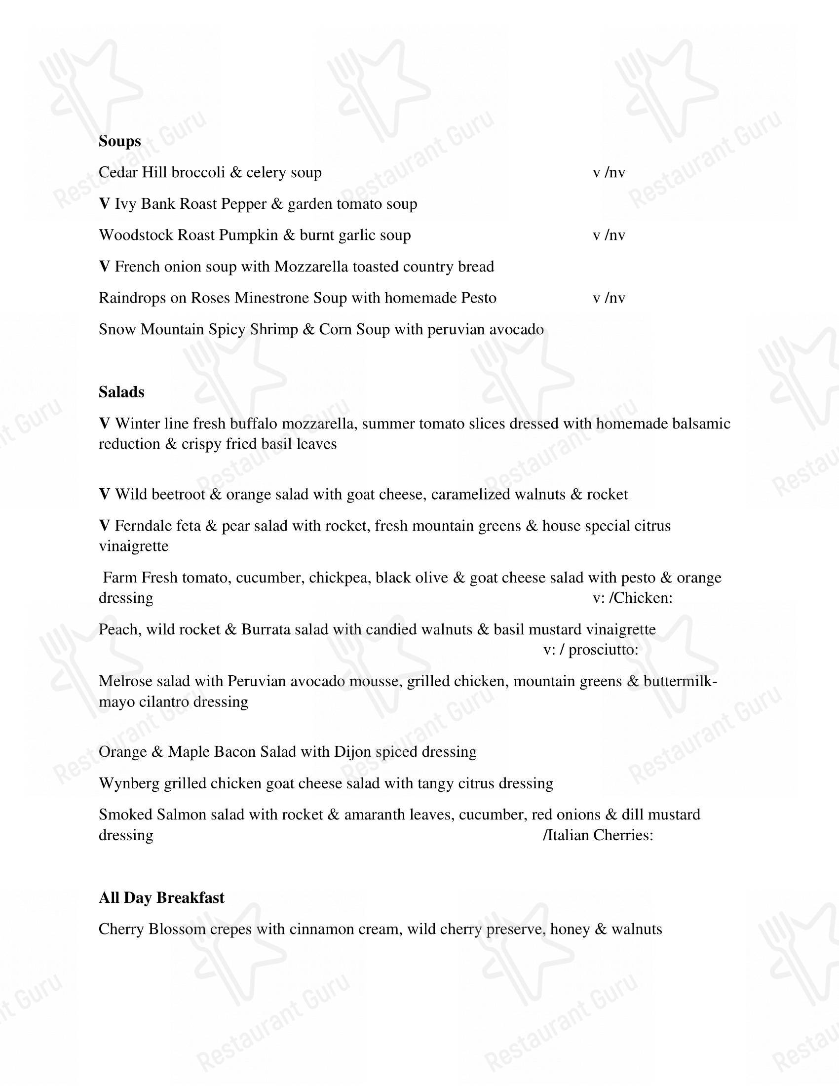 菜单 for Music & Mountains - Hillside Cafe & Cocktail Bar in New Delhi