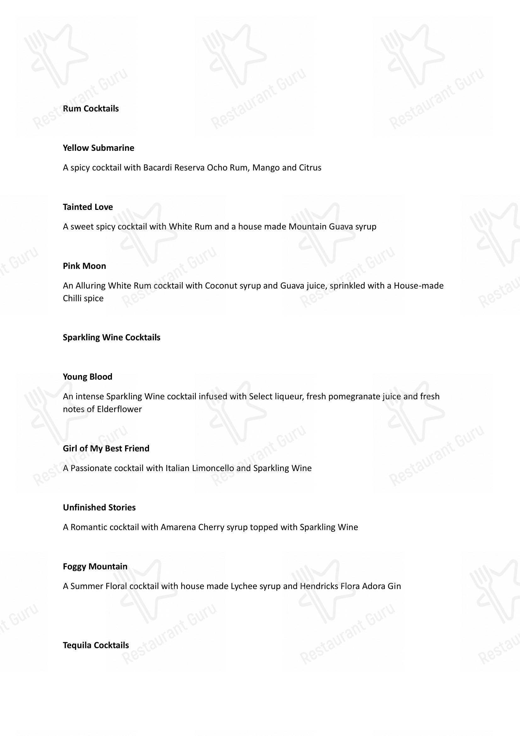 Music & Mountains - Hillside Cafe & Cocktail Bar in New Delhi - Menu