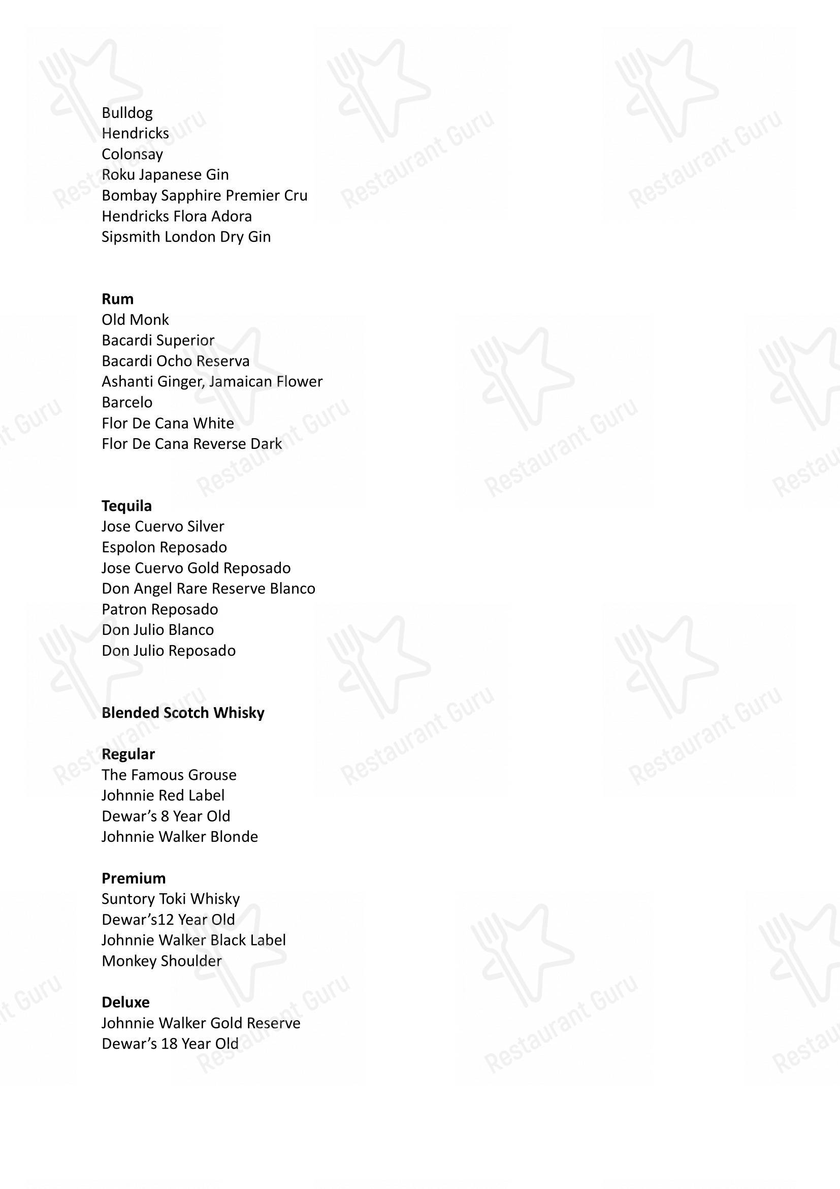 Menu for the Music & Mountains - Hillside Cafe & Cocktail Bar cafe