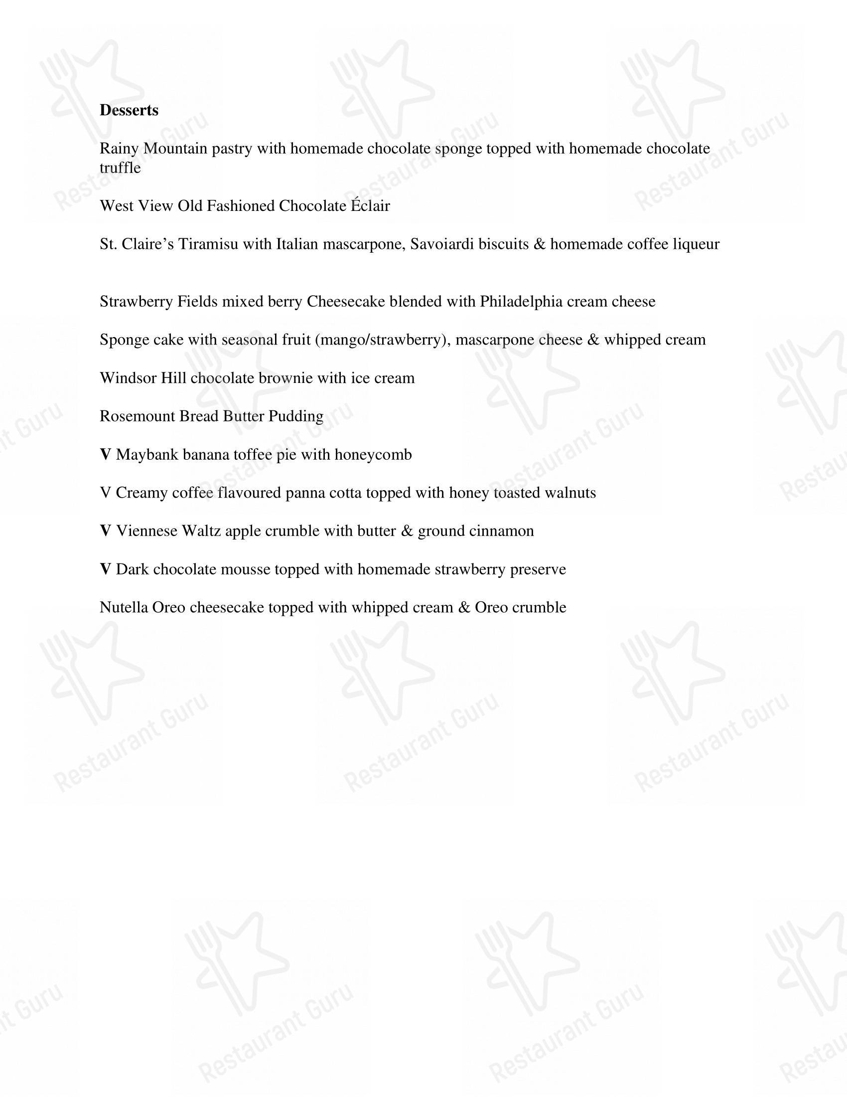 菜单 for the Music & Mountains - Hillside Cafe & Cocktail Bar cafe