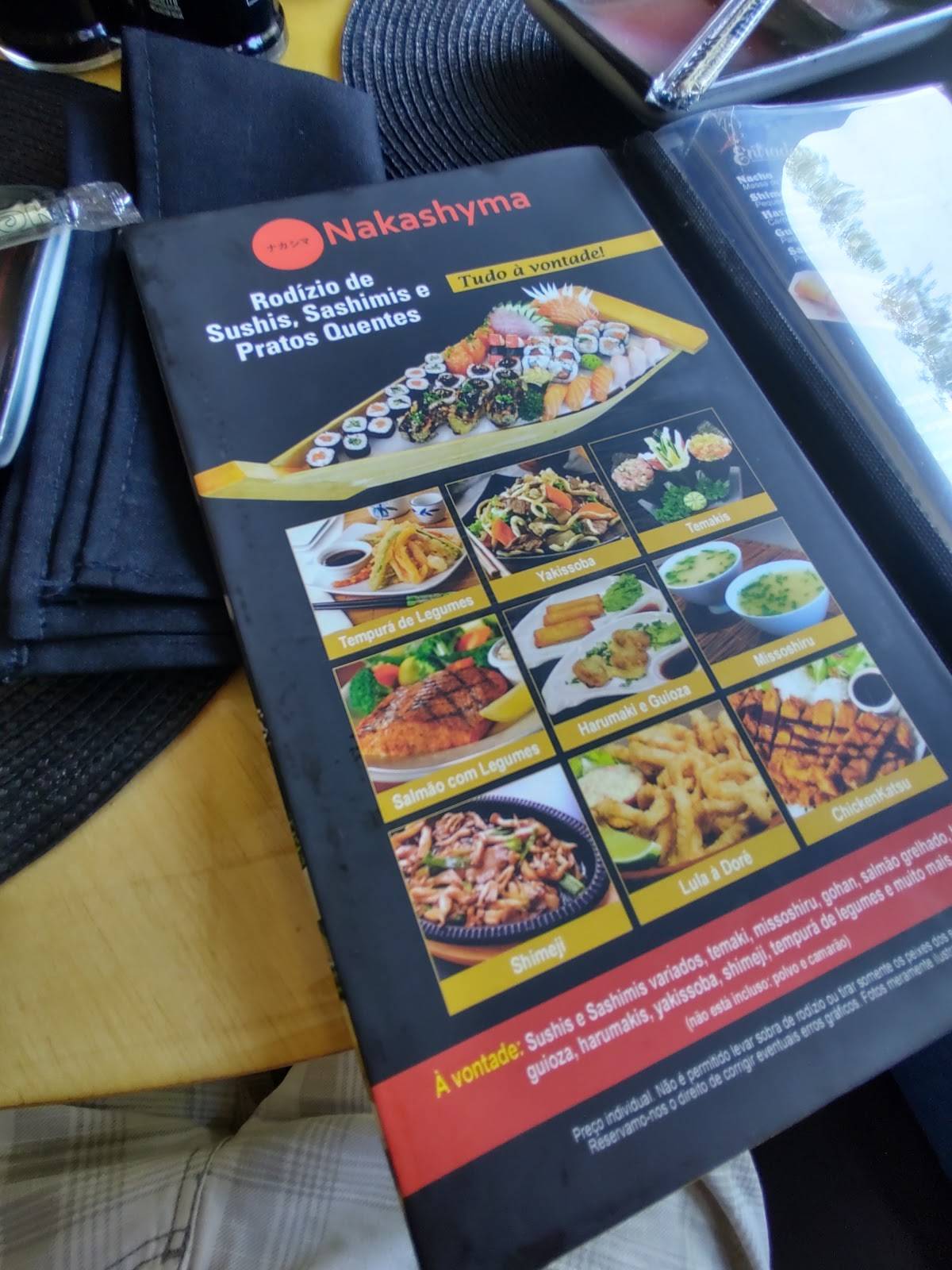 NAKASHYMA SUSHI BAR cardápio