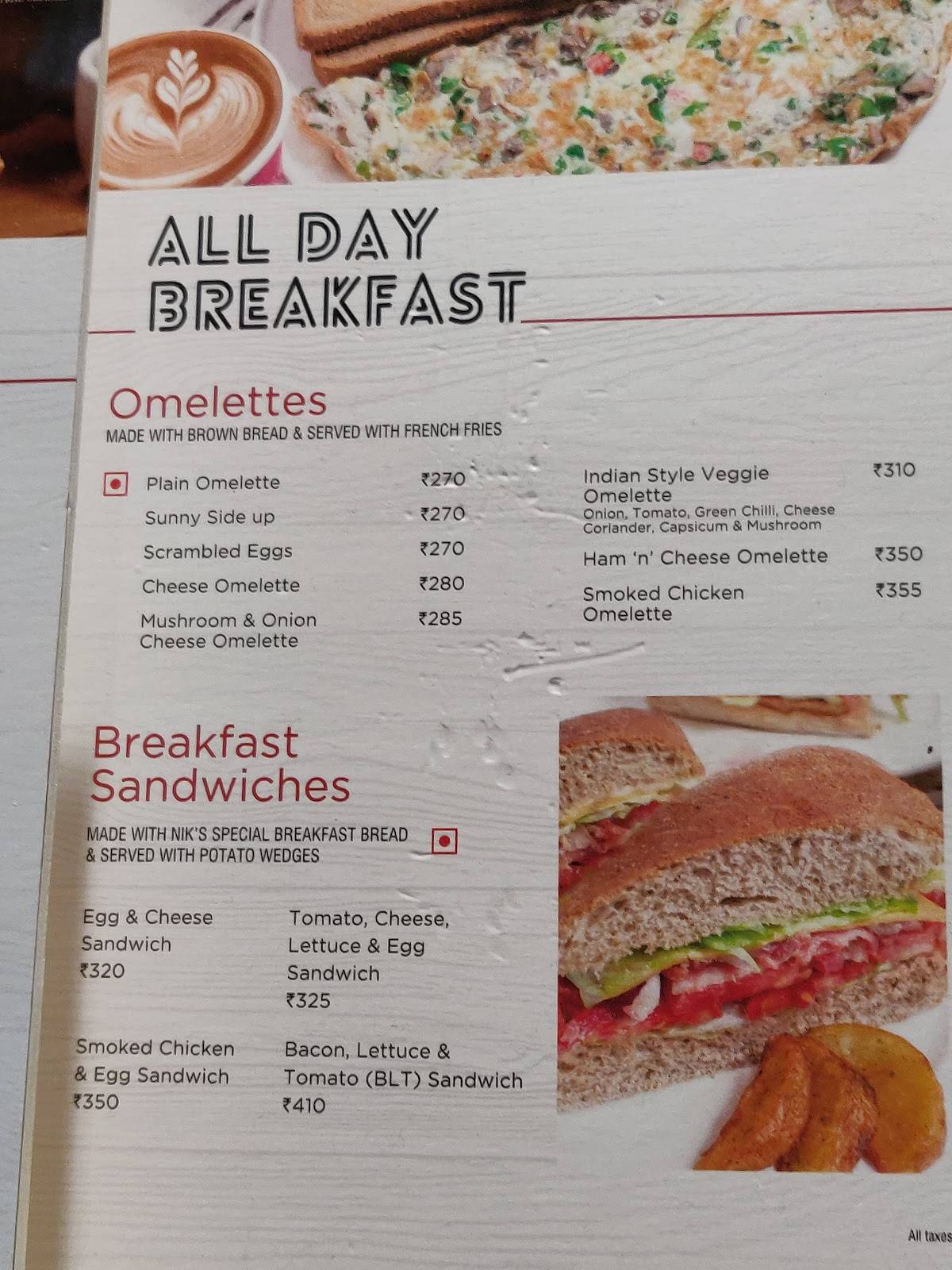 NIK BAKER'S menu