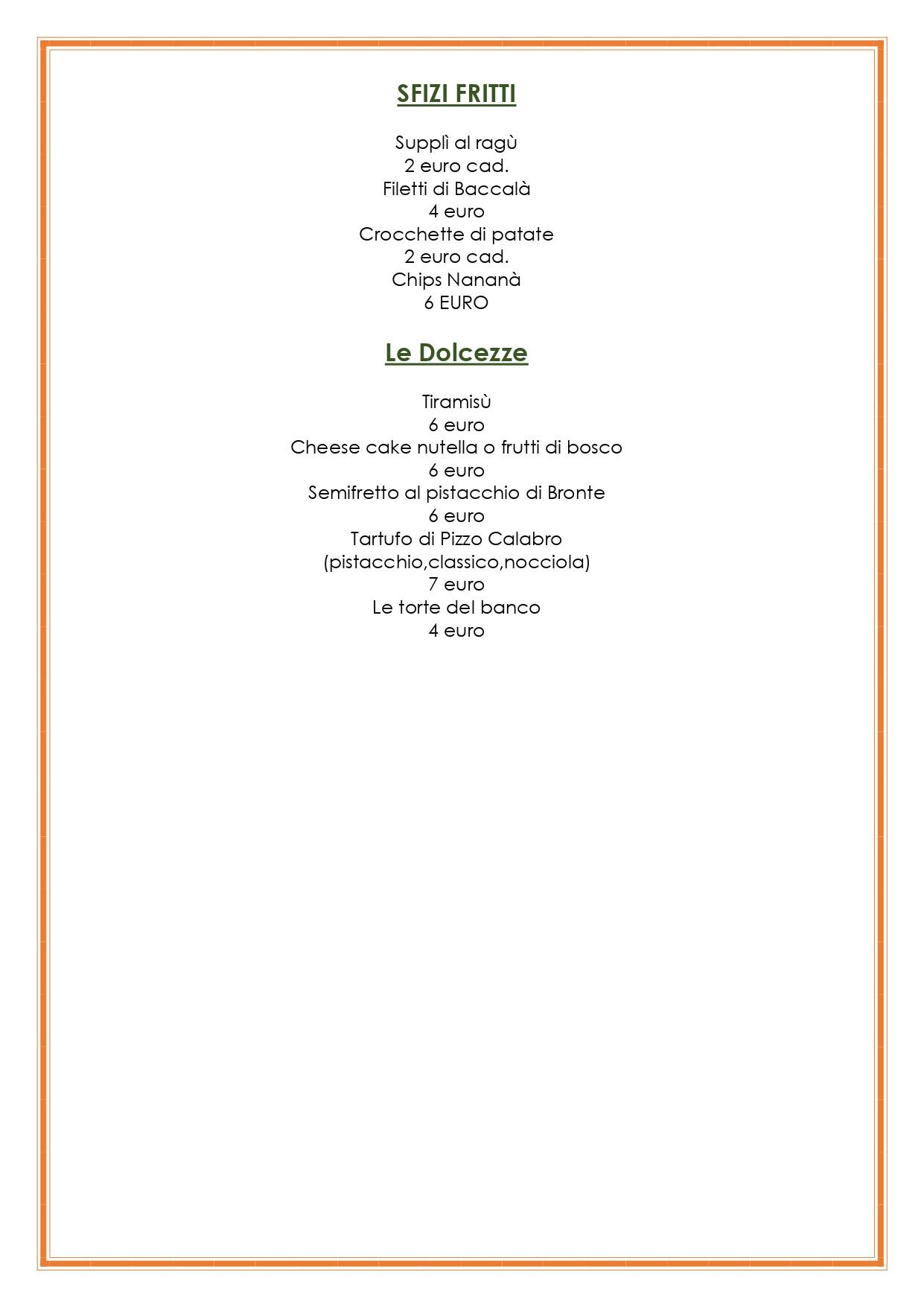 Menu di Nanana' con-fusion bistrot 