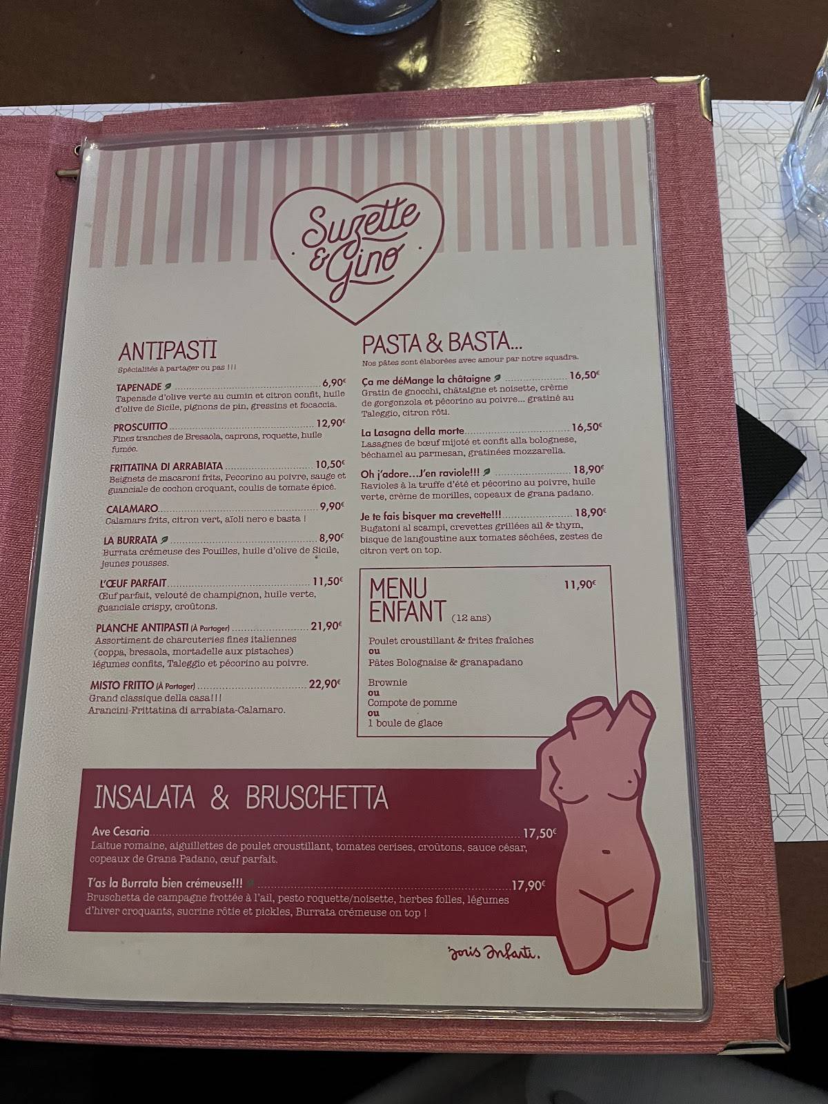 Menu de Suzette&Gino