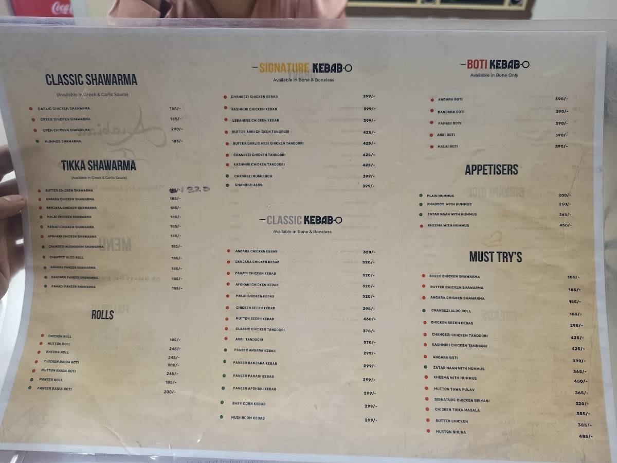 Al Arabian Express ( College Road) menu