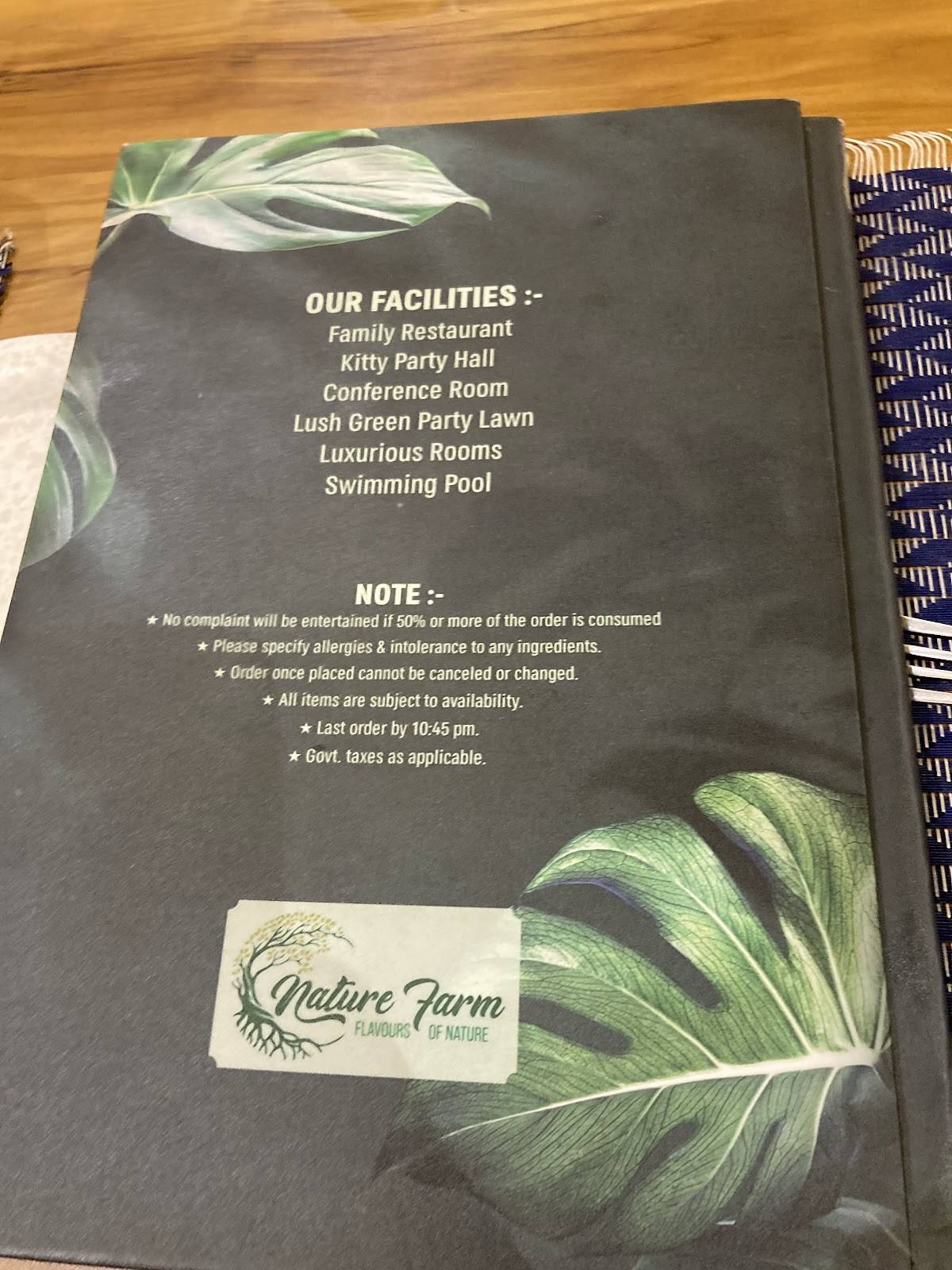 Nature Farm Pehowa menu